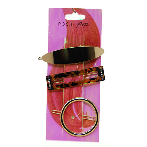 POSH + POP WIRE FRAME HAIR CLIPS 3CT