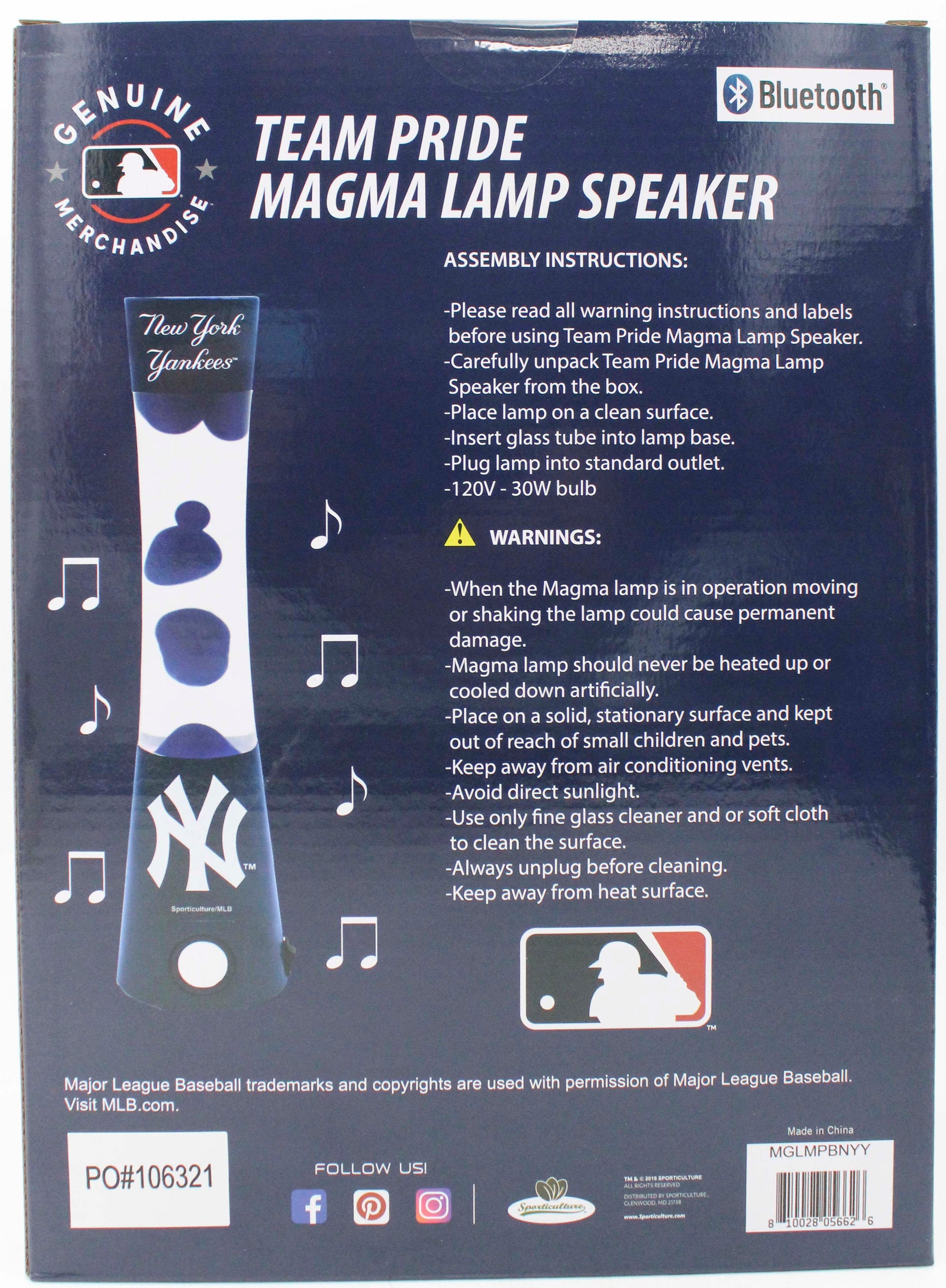 NEW YORK YANKEES LAVA LAMP SPEAKER 16.5"