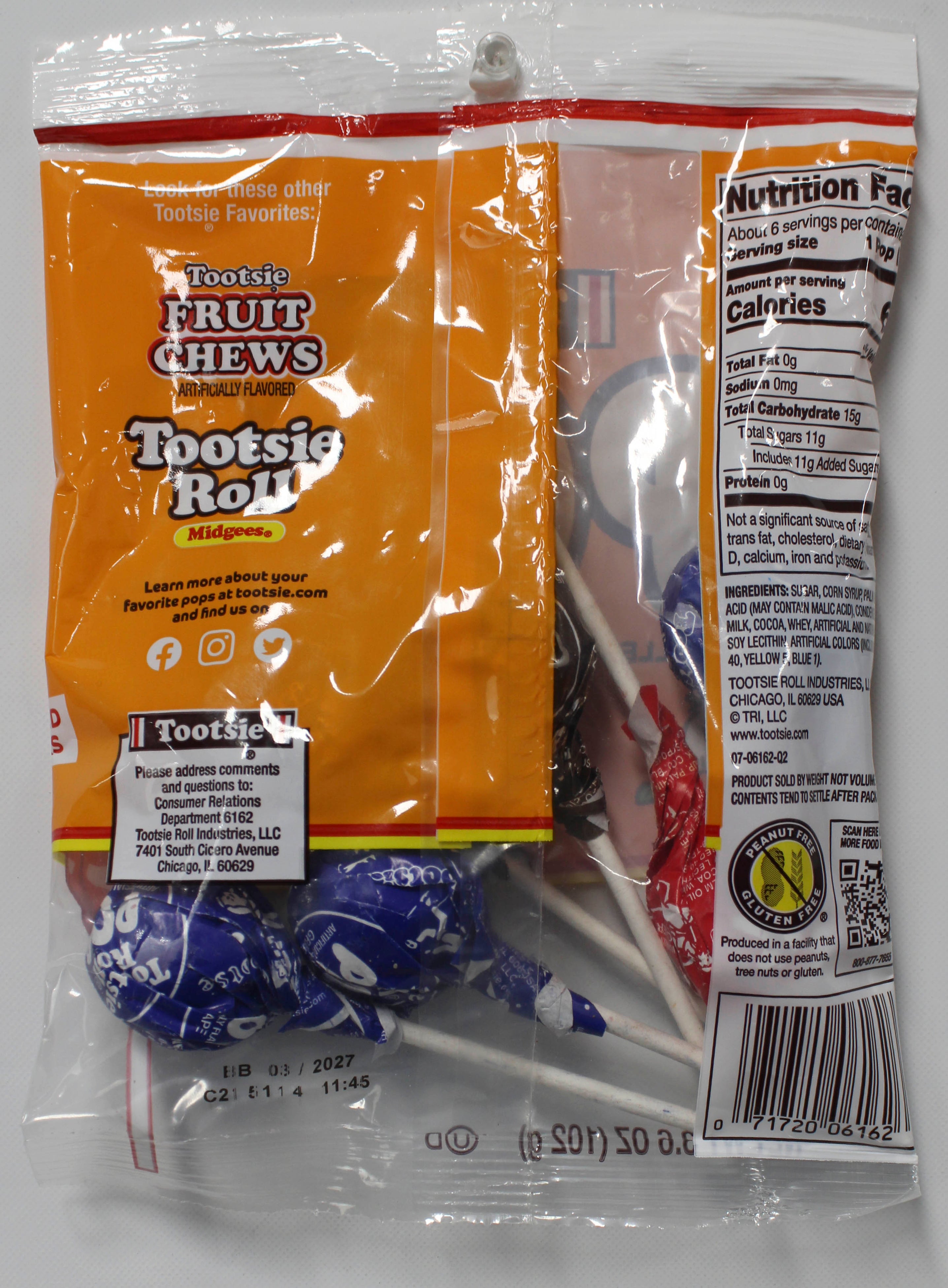 TOOTSIE POPS PEG BAG 3.6 Oz BB 3/10/27