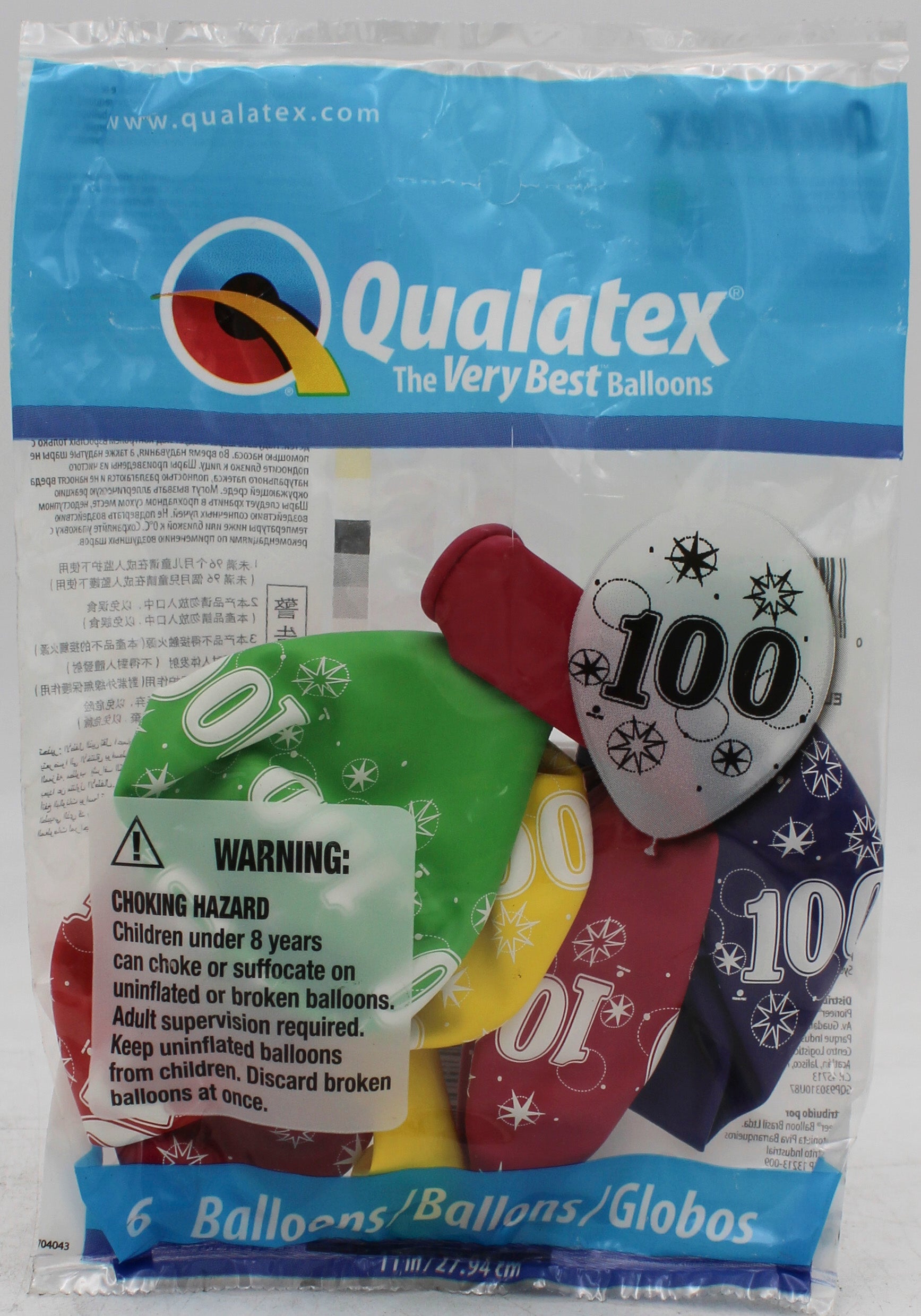 QUALATEX 11" ROUND PARTY BALLOONS AST 6CT  100 SPARKLE-A-RND