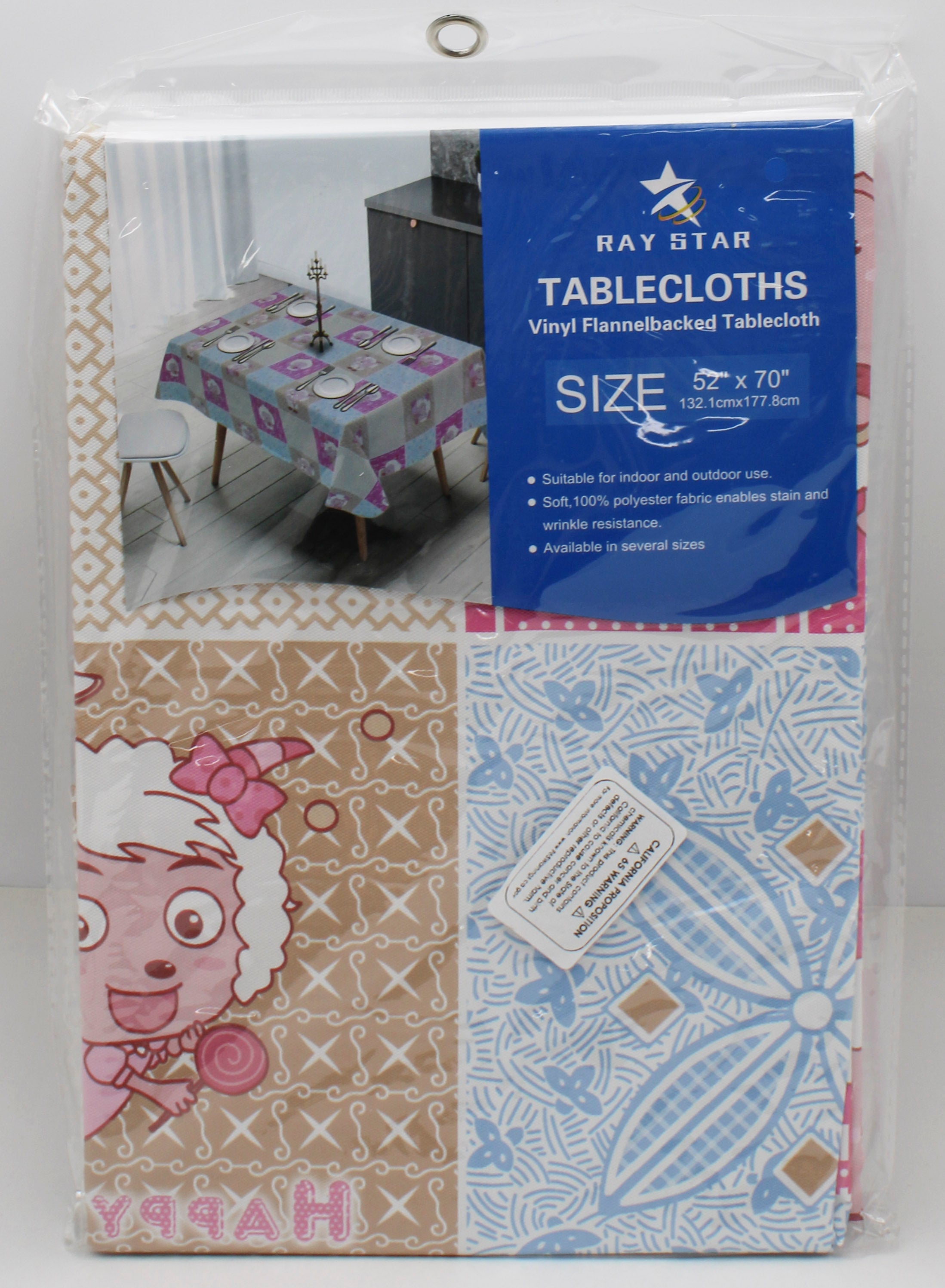 52x70" PRINTED VINYL TABLECLOTH,