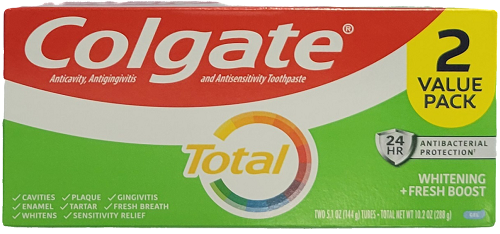 COLGATE TOTAL TOOTHPASTE WHTNG+FRSH BOOST 5.1oz 2CT EXP 01/31/25 NI