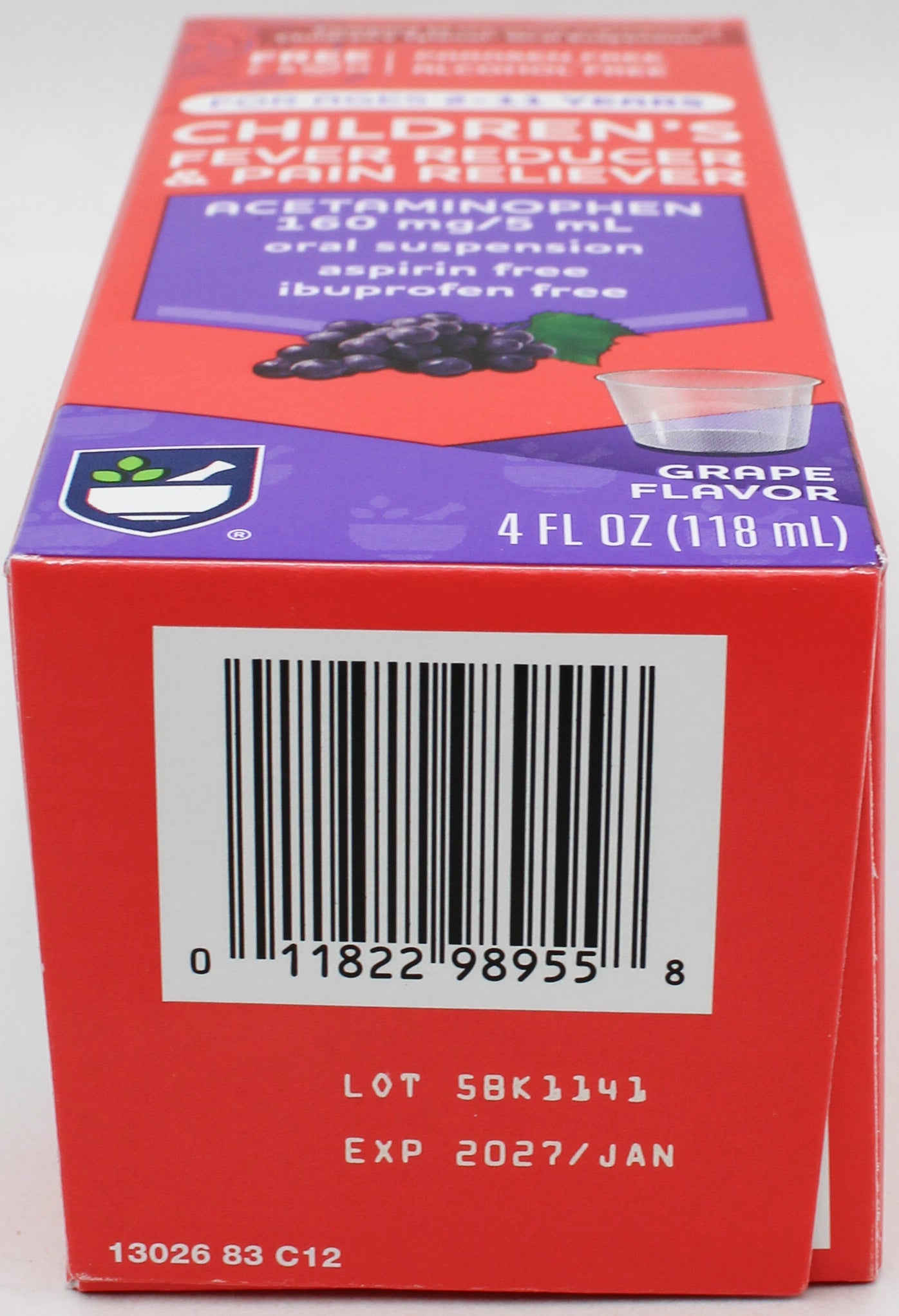 RITE AID CHILDREN'S FEVER REDUCER & PAIN RELIEVER GRAPE 4oz EXP 1/31/2027 COMPARES TO Motrin