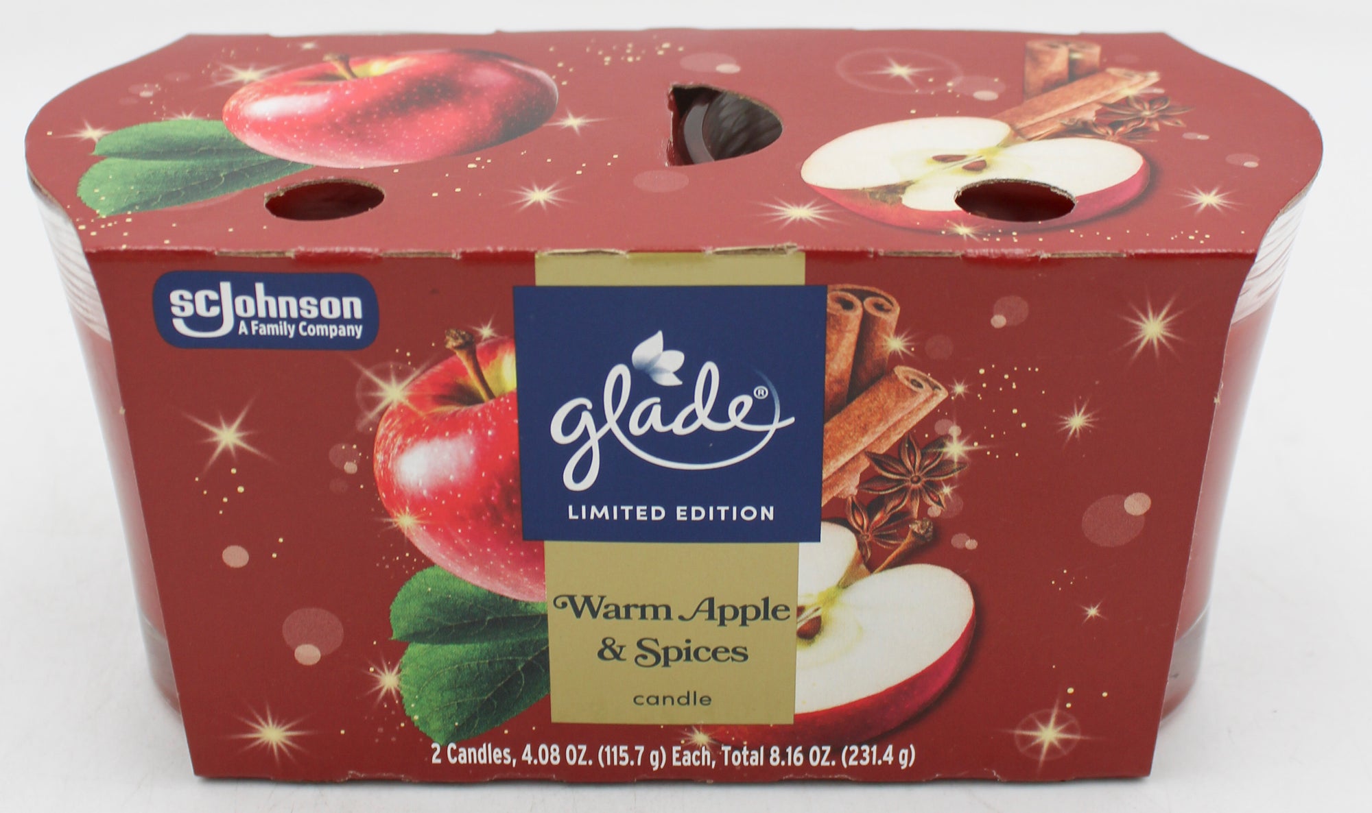 SP GLADE 2 IN 1 CANDLE 2ct 4.08oz WARM APPLE & SPICES