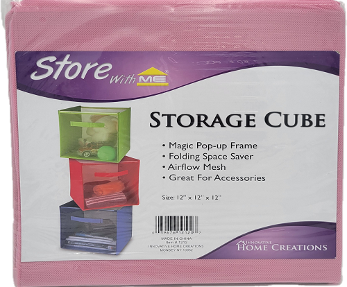 HOME CREATIONS STORAGE CUBE 12x12x12x PINK