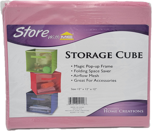 HOME CREATIONS STORAGE CUBE 12x12x12x PINK