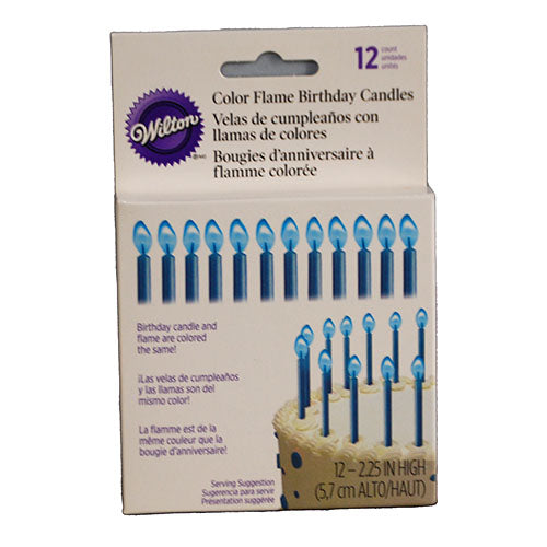 WILTON BLUE COLOR FLAME BIRTHDAY CANDLES 12CT
