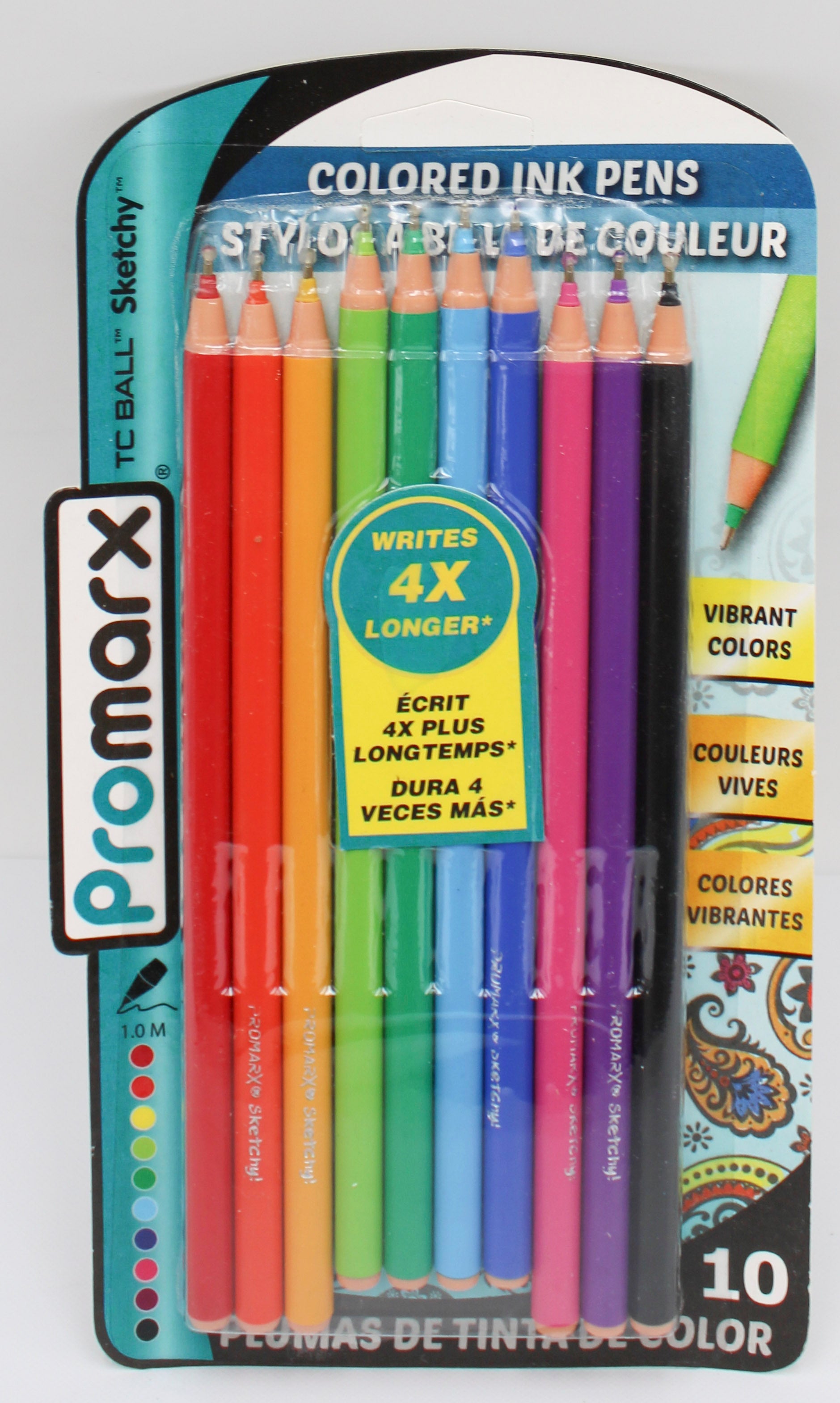 PROMARX ASST COLORED BALLPOINT INK PENS 1.0M 10CT