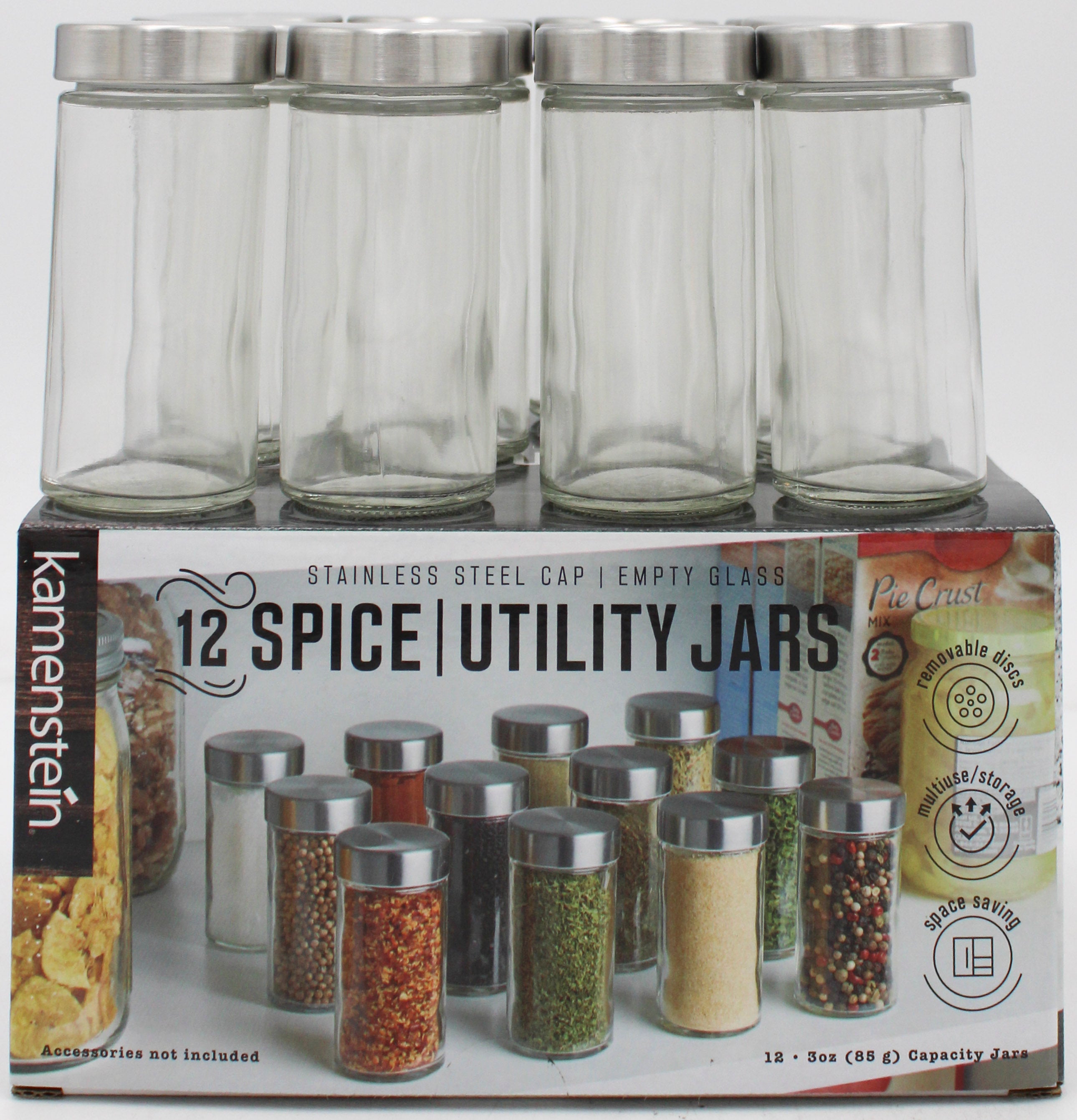 KAMENSTEIN EMPTY CLEAR GLASS JARS 3oz 12pc SET