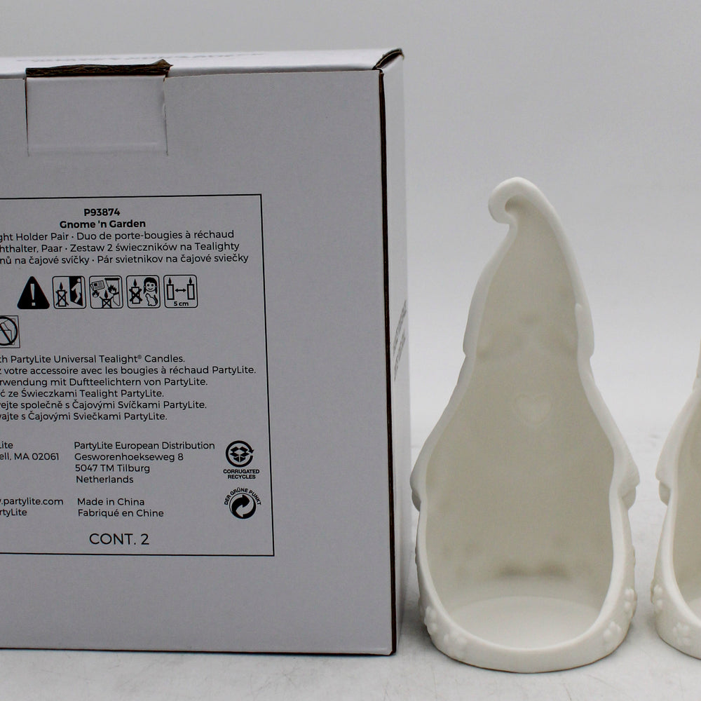 PARTYLITE GNOME 'N GARDEN TEALIGHT HOLDER PAIR 6"
