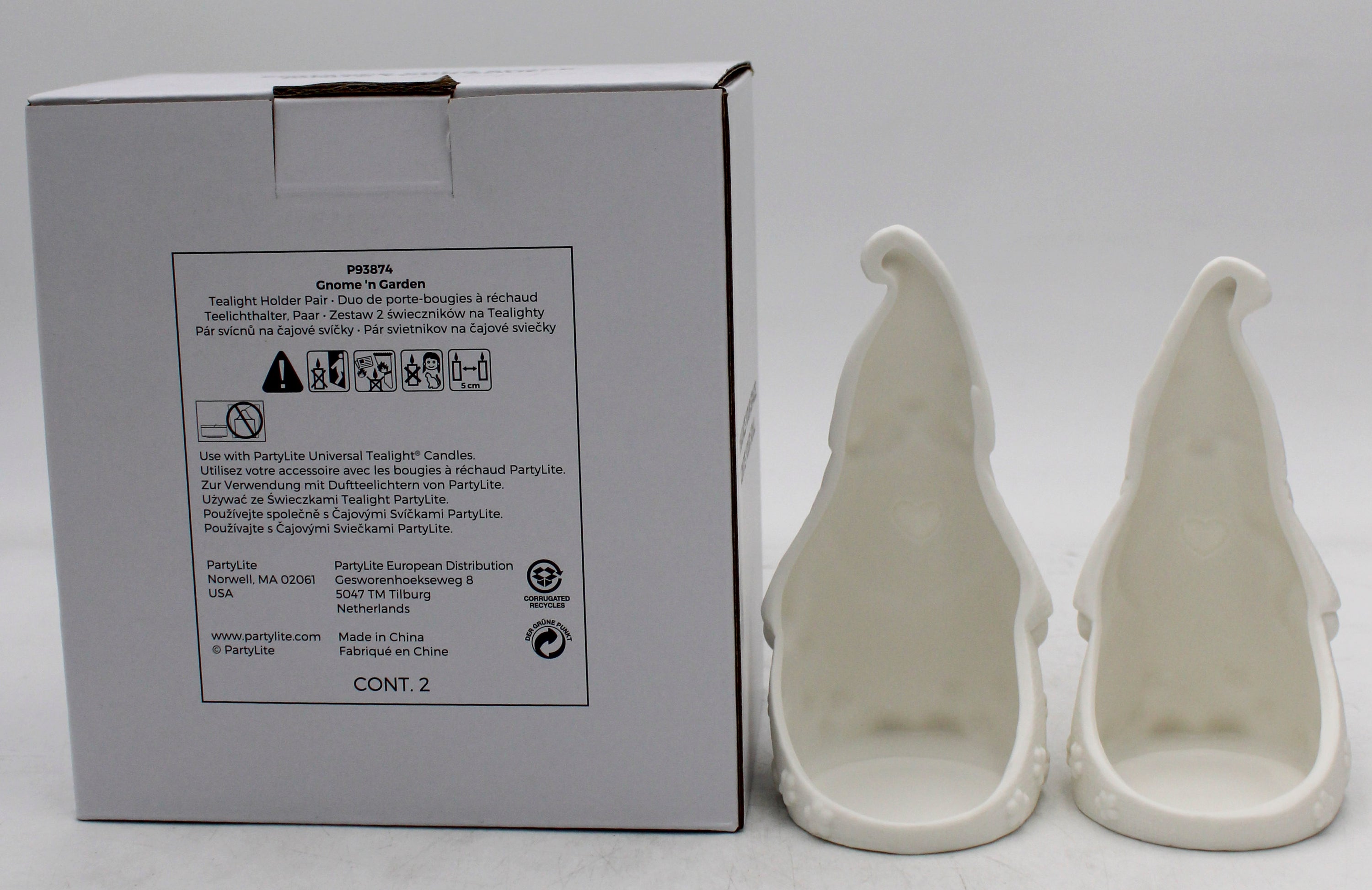 PARTYLITE GNOME 'N GARDEN TEALIGHT HOLDER PAIR 6"