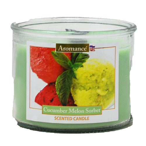 AROMANCE 3WICK GLASS CANDLE 12oz-CUCUMBER MELON SORBET