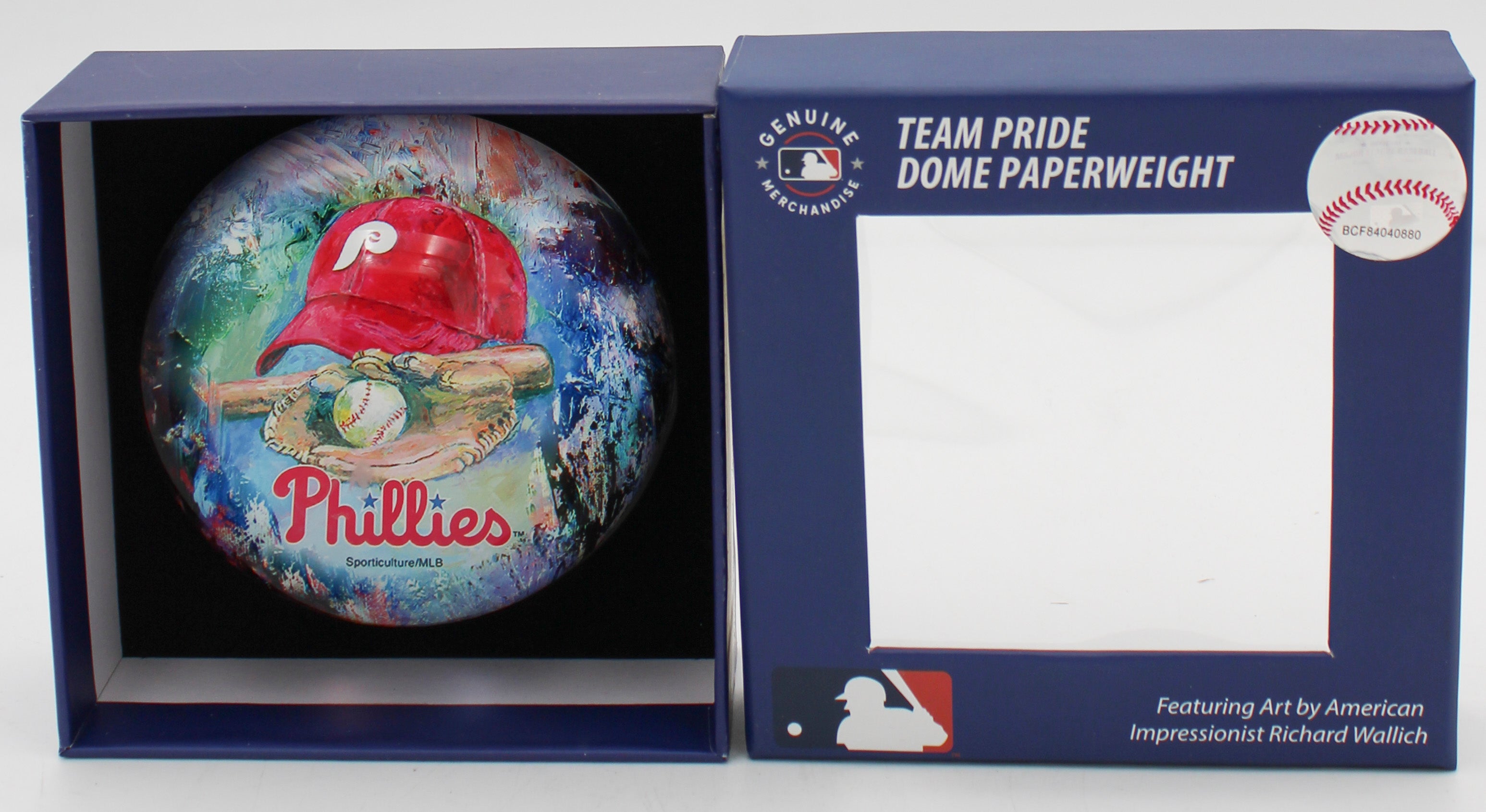 PHILADELPHIA PHILLIES GLASS DOME PAPERWEIGHT 4"