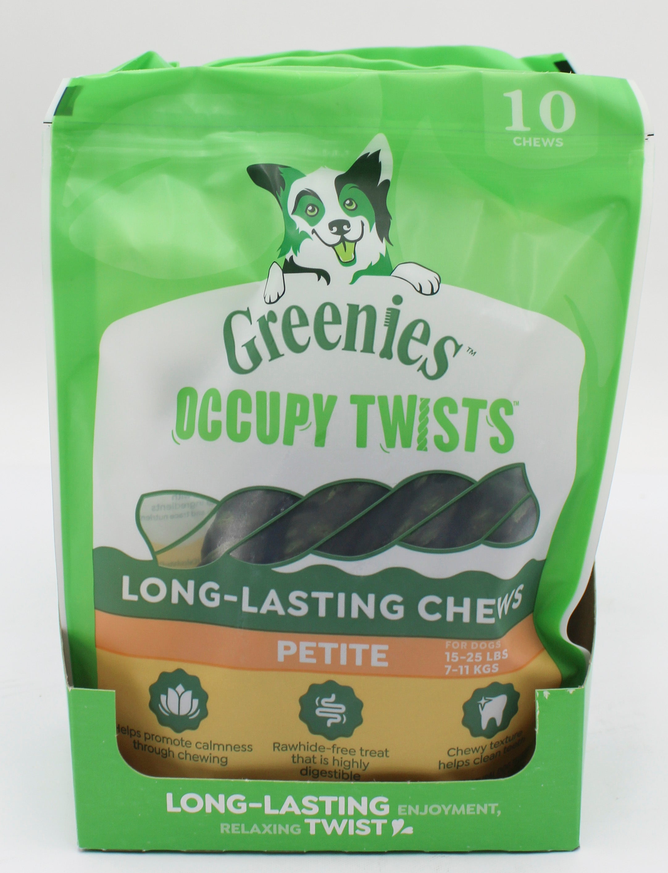 GREENIES OCCUPY TWISTS NATURAL DOG TREATS PETITE SIZE CHICKEN FLAVOR 8.75 OZ. (22 PK) BB 2/4/2027