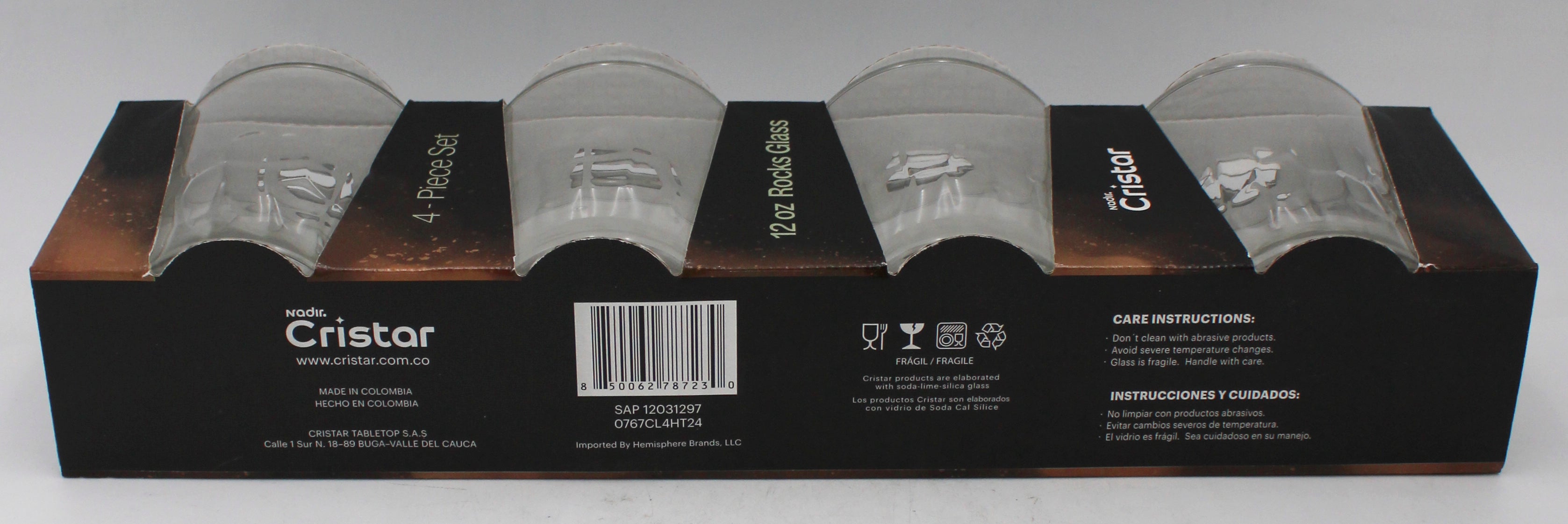 TIERRA ROCKS GLASS GLOSSY SLEEVE SET 4ct 12oz
