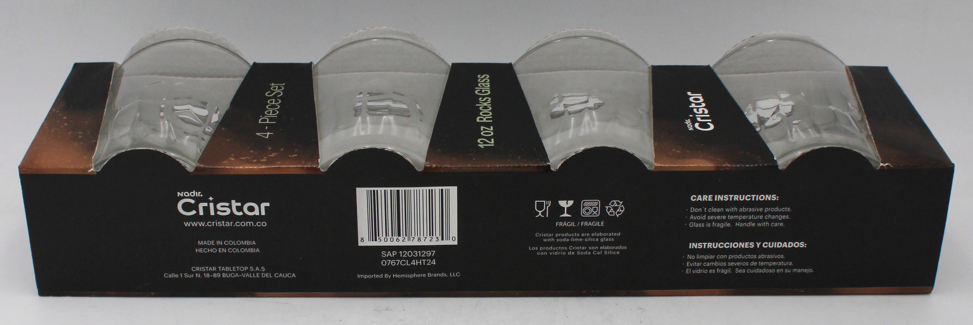 TIERRA ROCKS GLASS GLOSSY SLEEVE SET 4ct 12oz