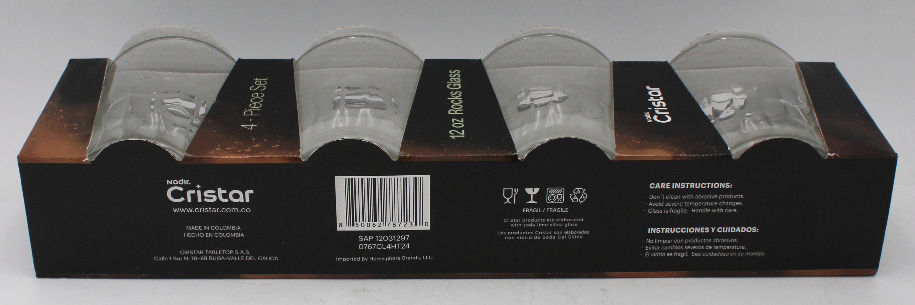 TIERRA ROCKS GLASS GLOSSY SLEEVE SET 4ct 12oz