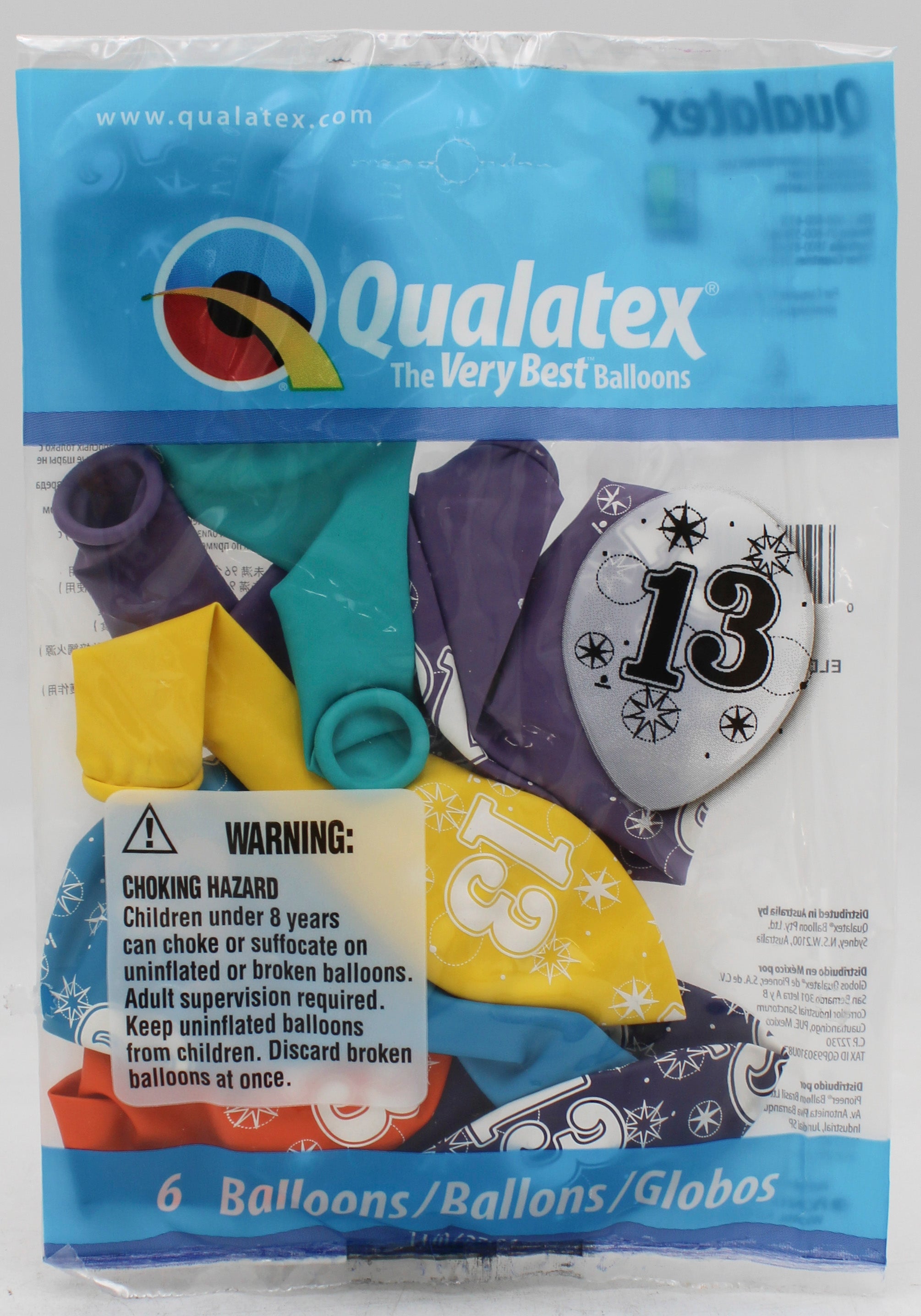 QUALATEX 11" ROUND PARTY BALLOONS AST 6CT 13 SPARKLE-A-RND