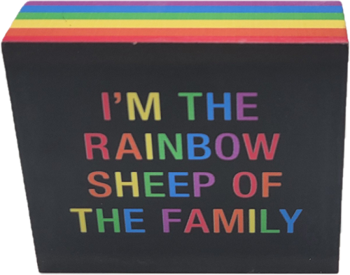 RAINBOW SHEEP SIGN 4"x4"