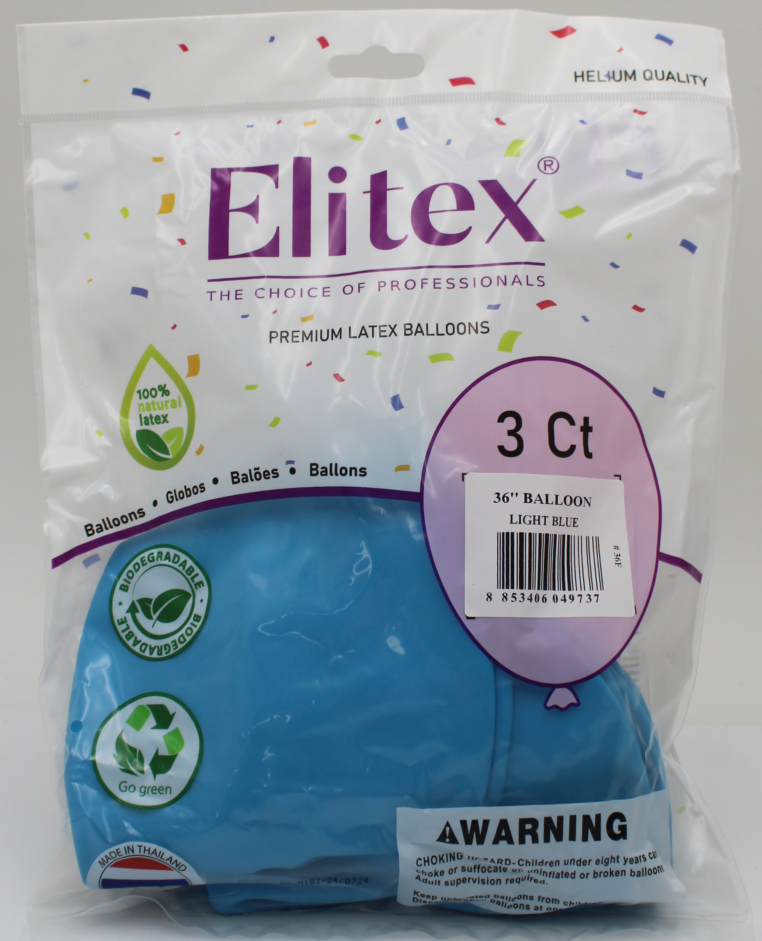 ELITEX 36" LIGHT BLUE ROUND BALLOON, 3 PACK