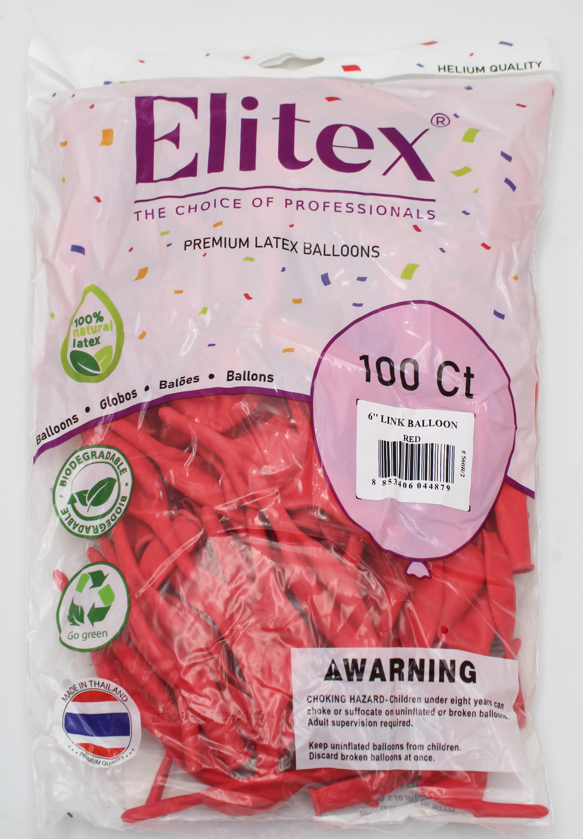 ELITEX 6" RED LINK BALLOON, 100 PACK