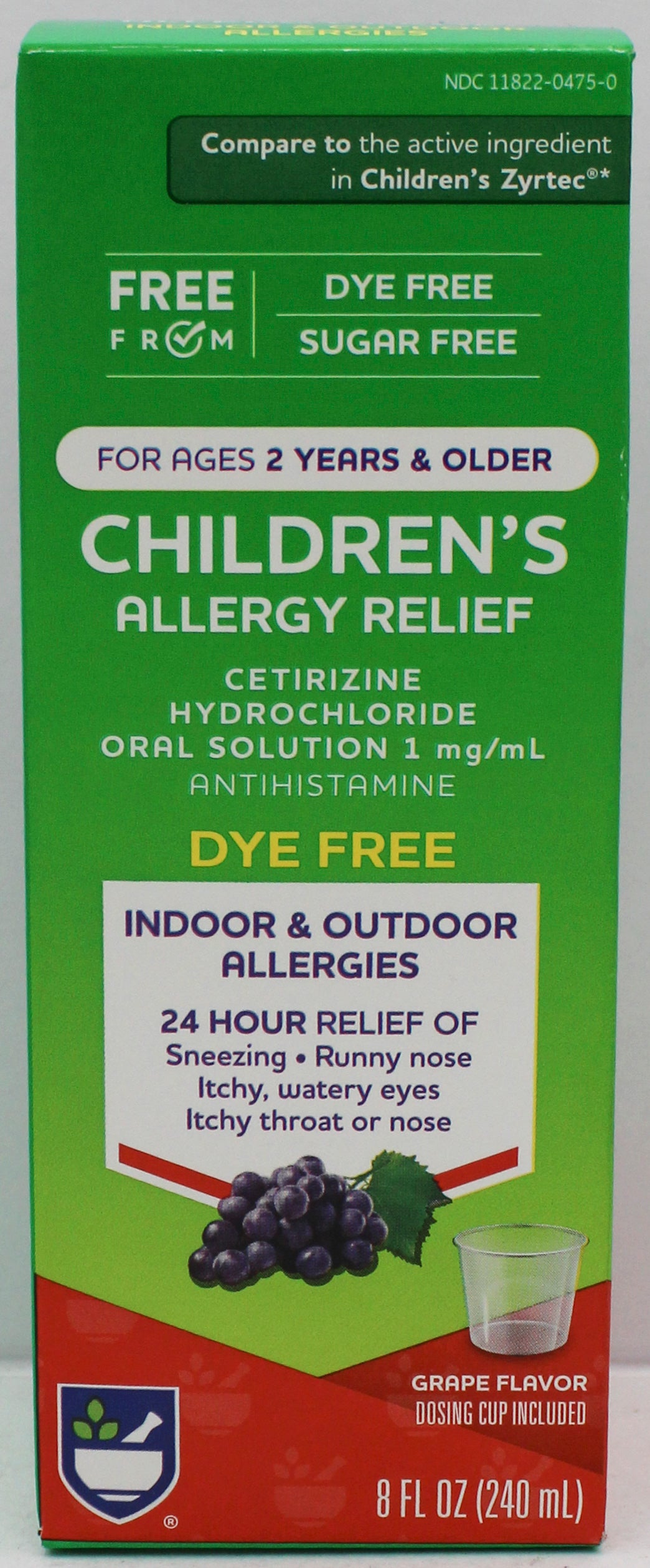 RITE AID ALLERGY RELIEF ANTIHISTAMINE 8oz EXP 2/28/2027 COMPARES TO Zyrtec