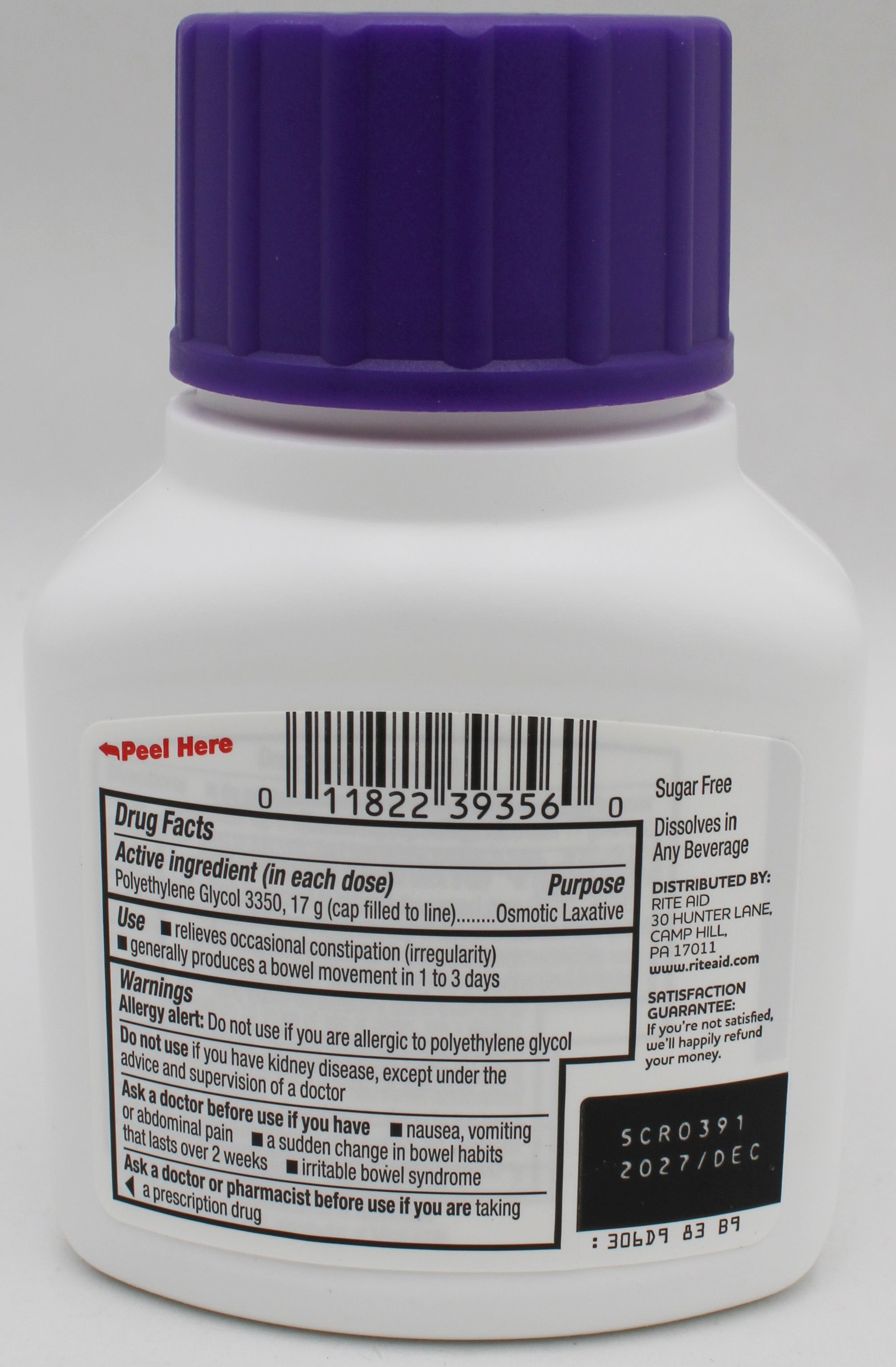 RITE AID LAXATIVE POWDER 7 DOSES 4.1oz EXP 12/31/2027 COMPARES TO MiraLax