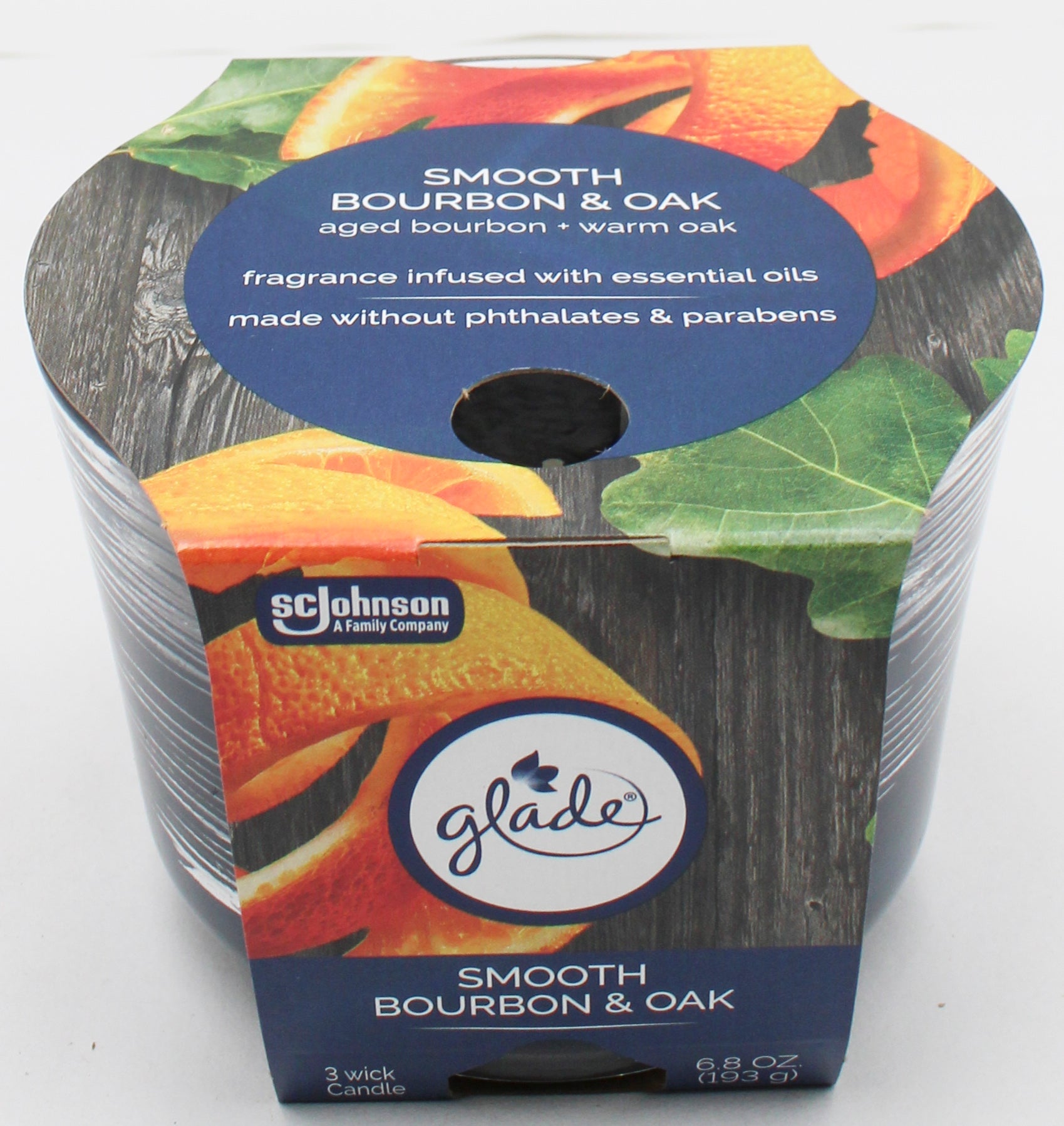 GLADE 3-WICK CANDLE SMOOTH BOURBON + OAK 6.8oz US