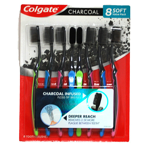 COLGATE CHARCOAL T/BRUSHES 8PK-180CT DISP-SOFT NI
