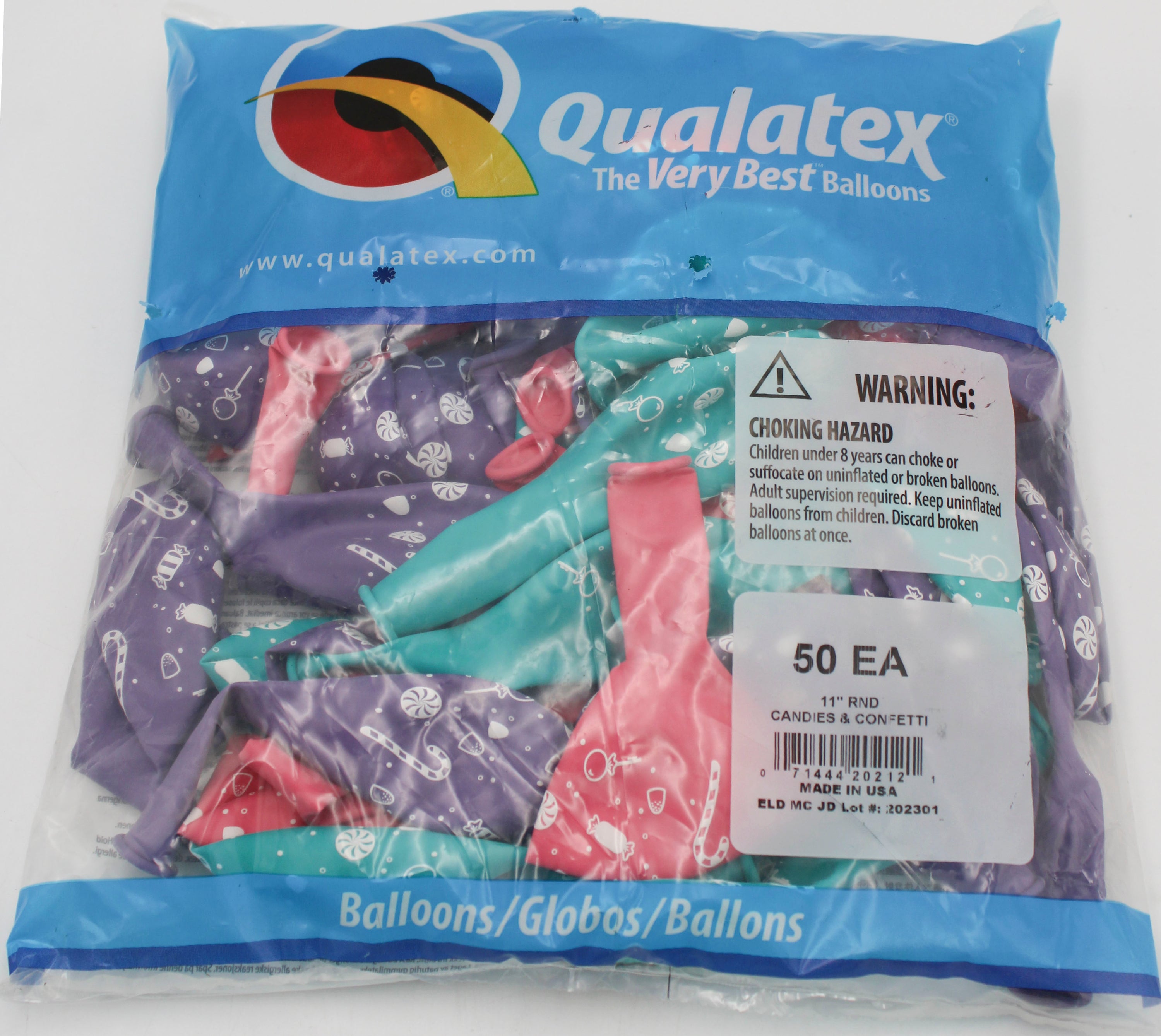 11" ROUND QX LATEX BALLOON AST 50CT CANDIES & CONFETTI