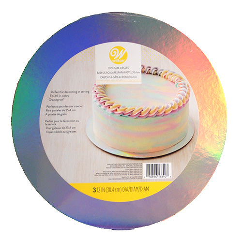 WILTON ROUND CAKE BOARD IRIDESCENT 12IN 3CT