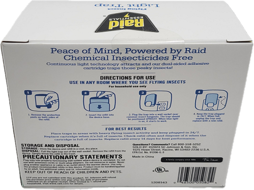 SP PEST2024 RAID ESSENTIALS FLYING INSECT LIGHT TRAP 4REFILLS SD