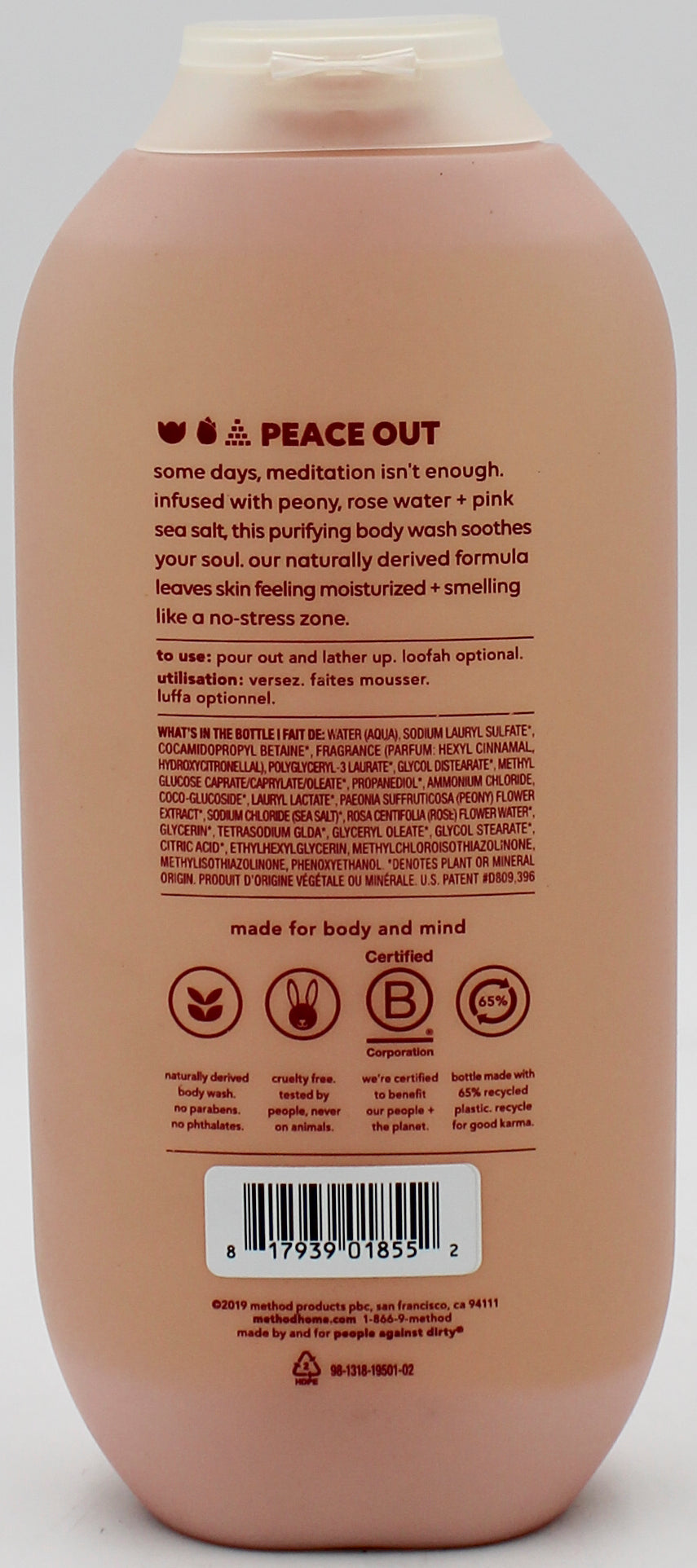 METHOD BODY WASH PURE PEACE 18oz NA