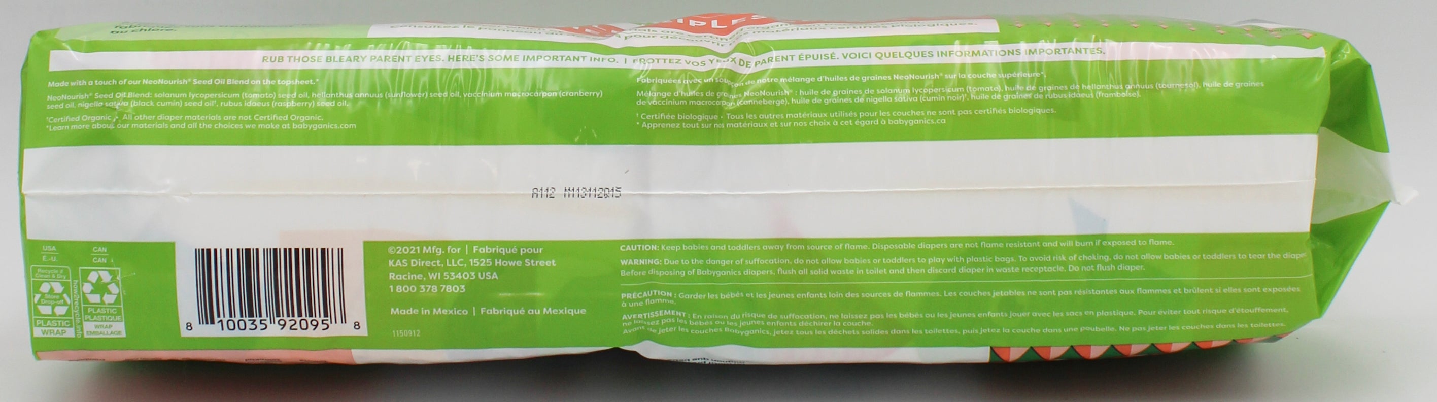 BABYGANICS BOX DIAPERS 38ct SIZE 2 US