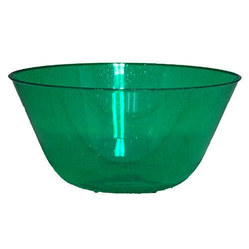 PLASTIC PARTY BOWL 11"-GREEN GLITTER