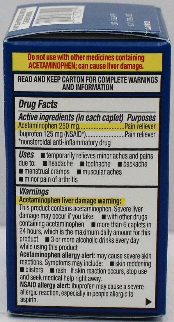 RITE AID PAIN RELIEF ACETAMINOPHEN/IBUPROFEN CAPLETS 36ct EXP 12/31/2026 COMPARES TO Advil Dual Action