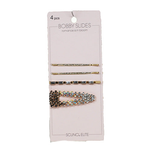 SCUNCI ELITE BOOBY PIN HAIR SLIDES 4CT($8)ASST/NI