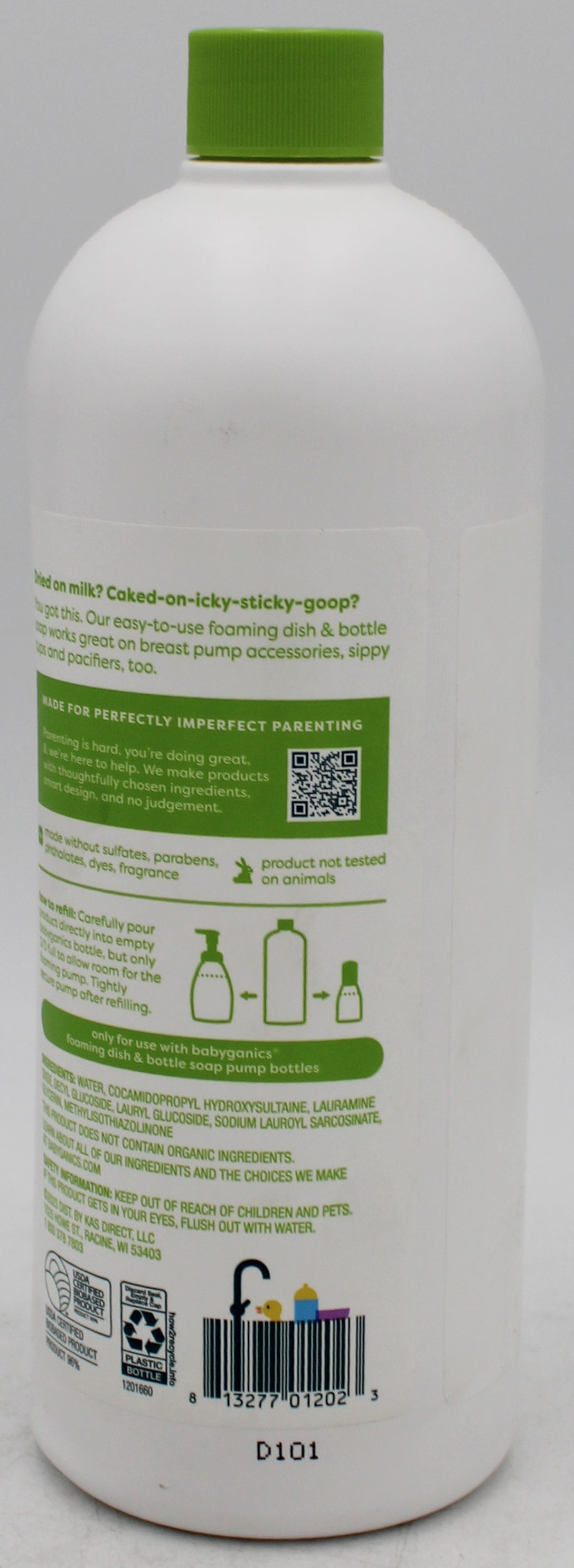 SP BABYGANICS FOAMING DISH + BOTTLE SOAP FRANGRANCE FREE 32oz
