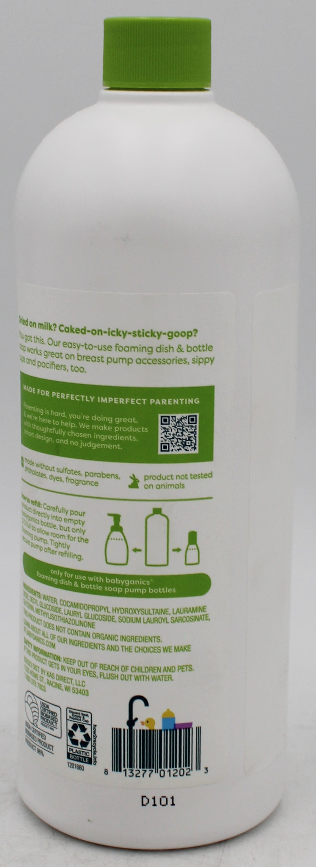 SP BABYGANICS FOAMING DISH + BOTTLE SOAP FRANGRANCE FREE 32oz