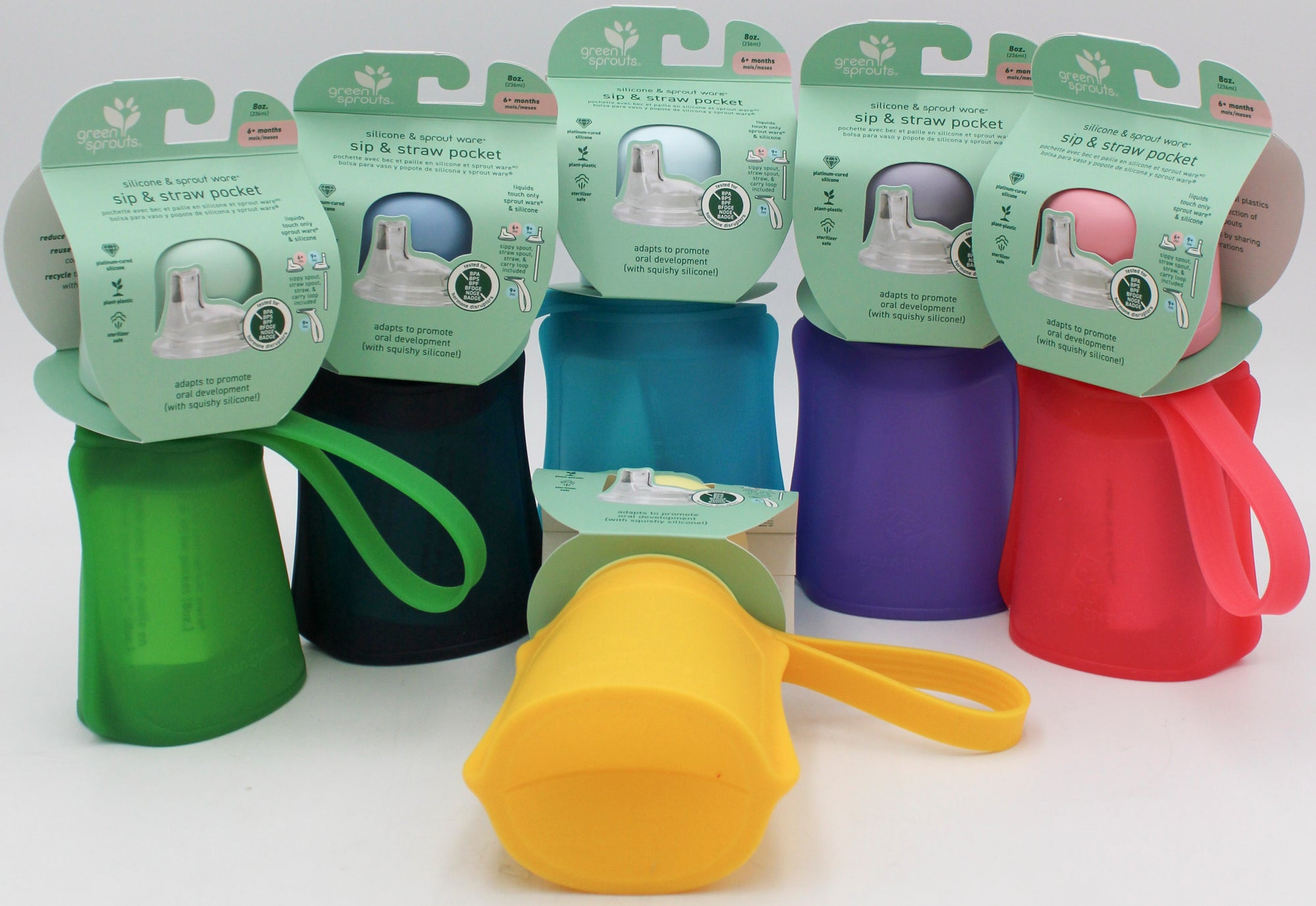 O2COOL 8OZ  SPROUTWARE SIP & STRAW POCKET - ASSORTED - 6MO+ NI