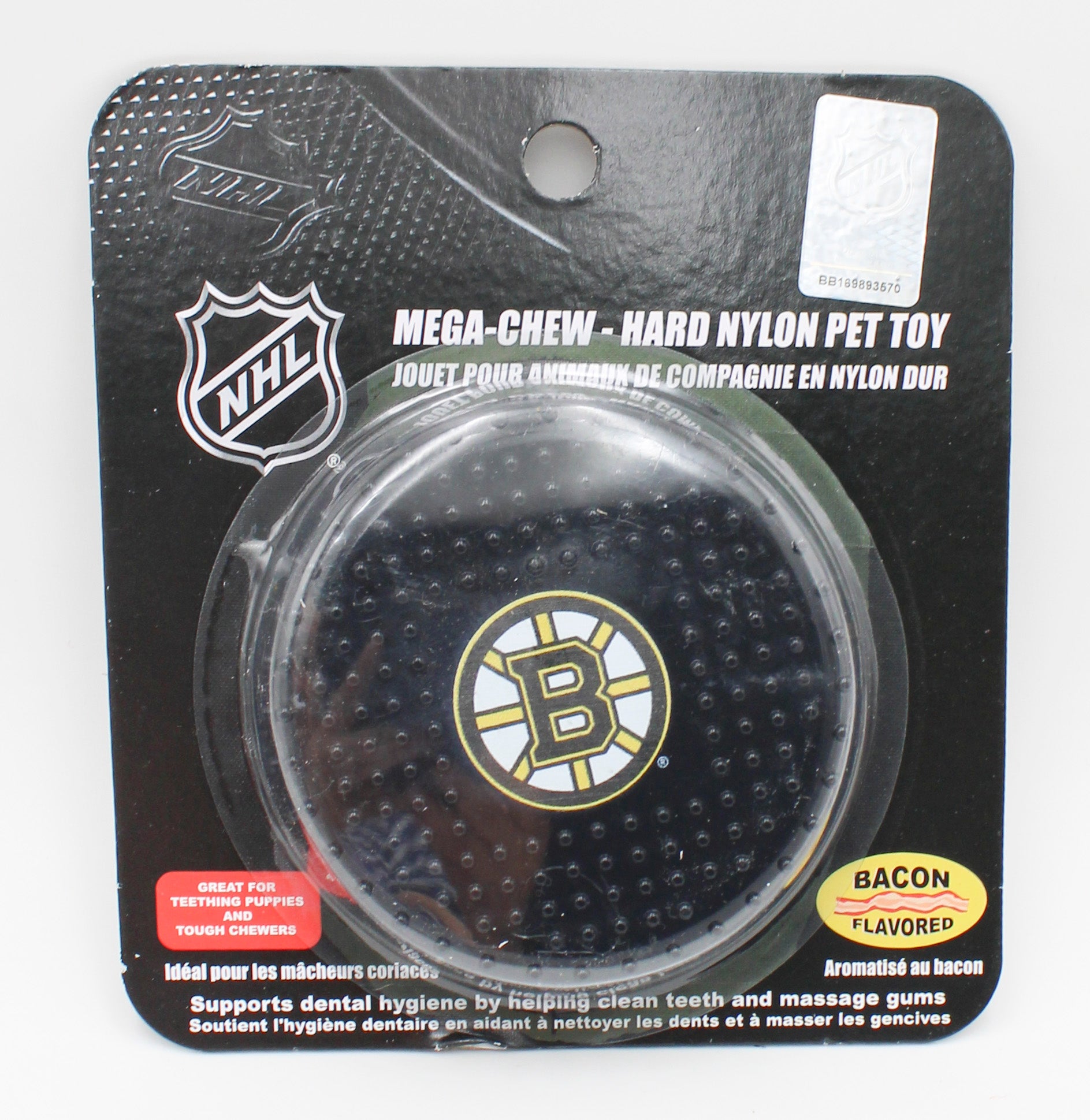 NHL  BOSTON BRUINS HARD NYLON HOCKEY PUCK CHEW DOG TOY NI