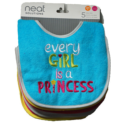 NEAT SOLUTIONS CLOTH BABY BIB 5CT(3MOS +) ATTITUDE ASST/NI