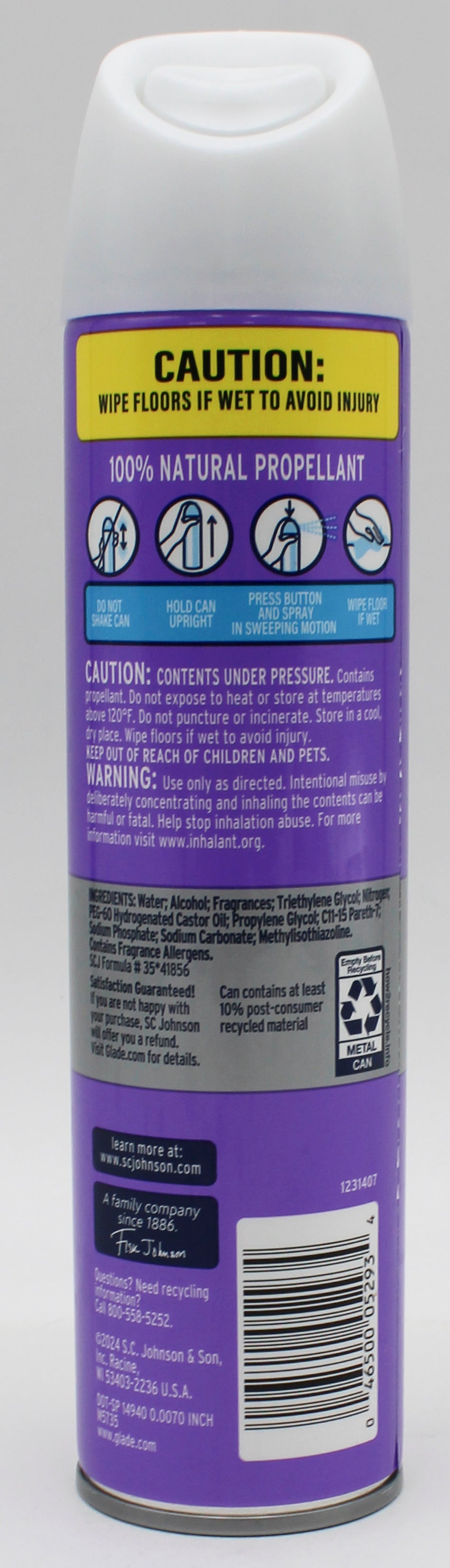 GLADE AEROSOL SPRAY TRANQUIL LAVENDER & ALOE 8oz US