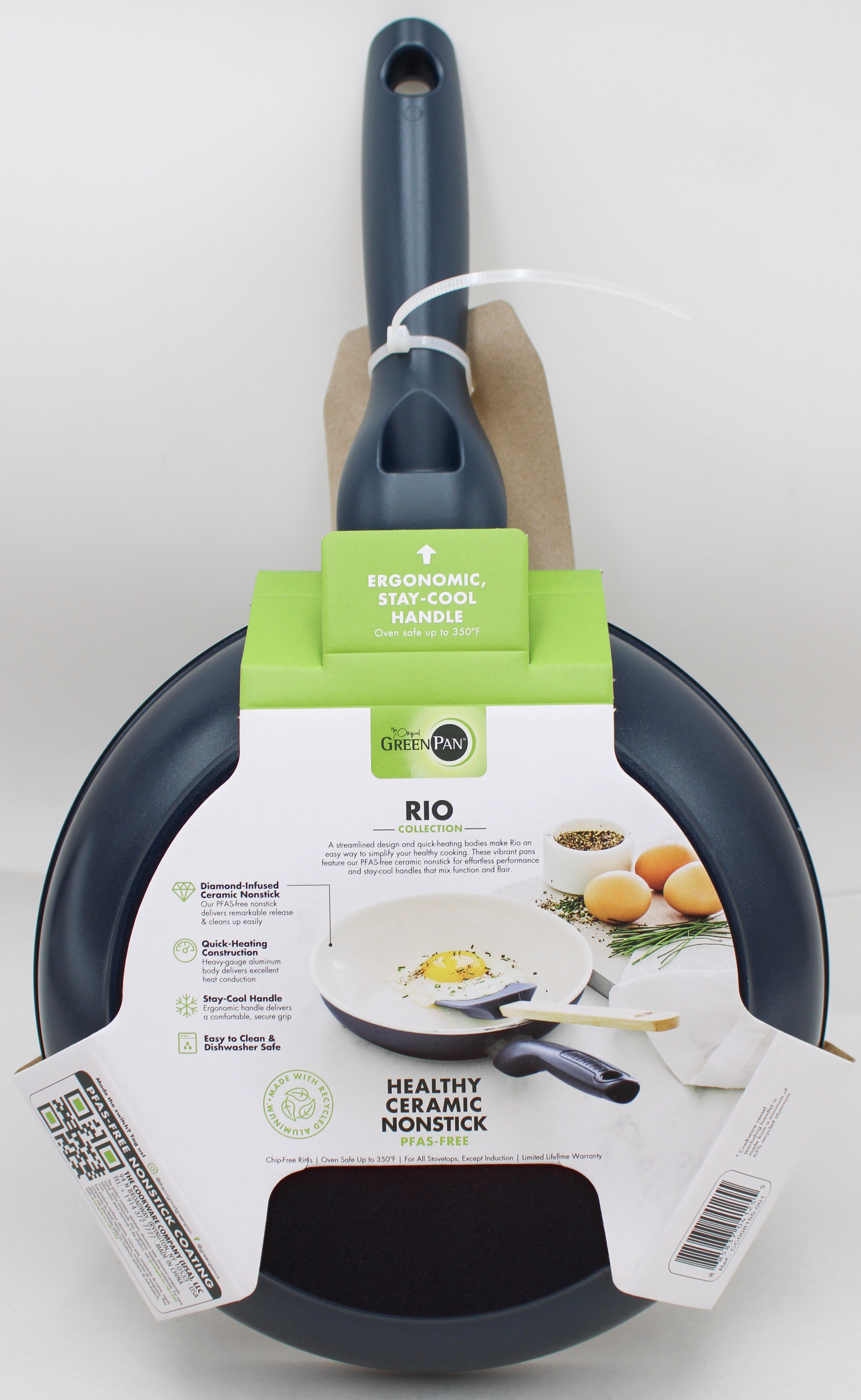 GREENPAN RIO CERAMIC NS 8'' FRY PAN W/ SPATULA - NAVY NI