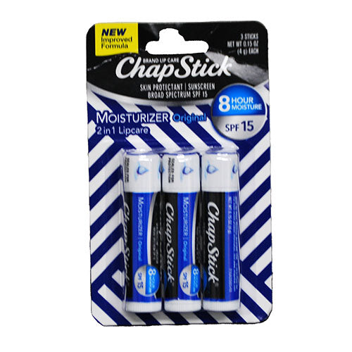 CHAPSTICK LIP MOISTURIZER ORIGINAL SPF15 3PK COUNTER DISPLAY EXP 9/30/2024 NI