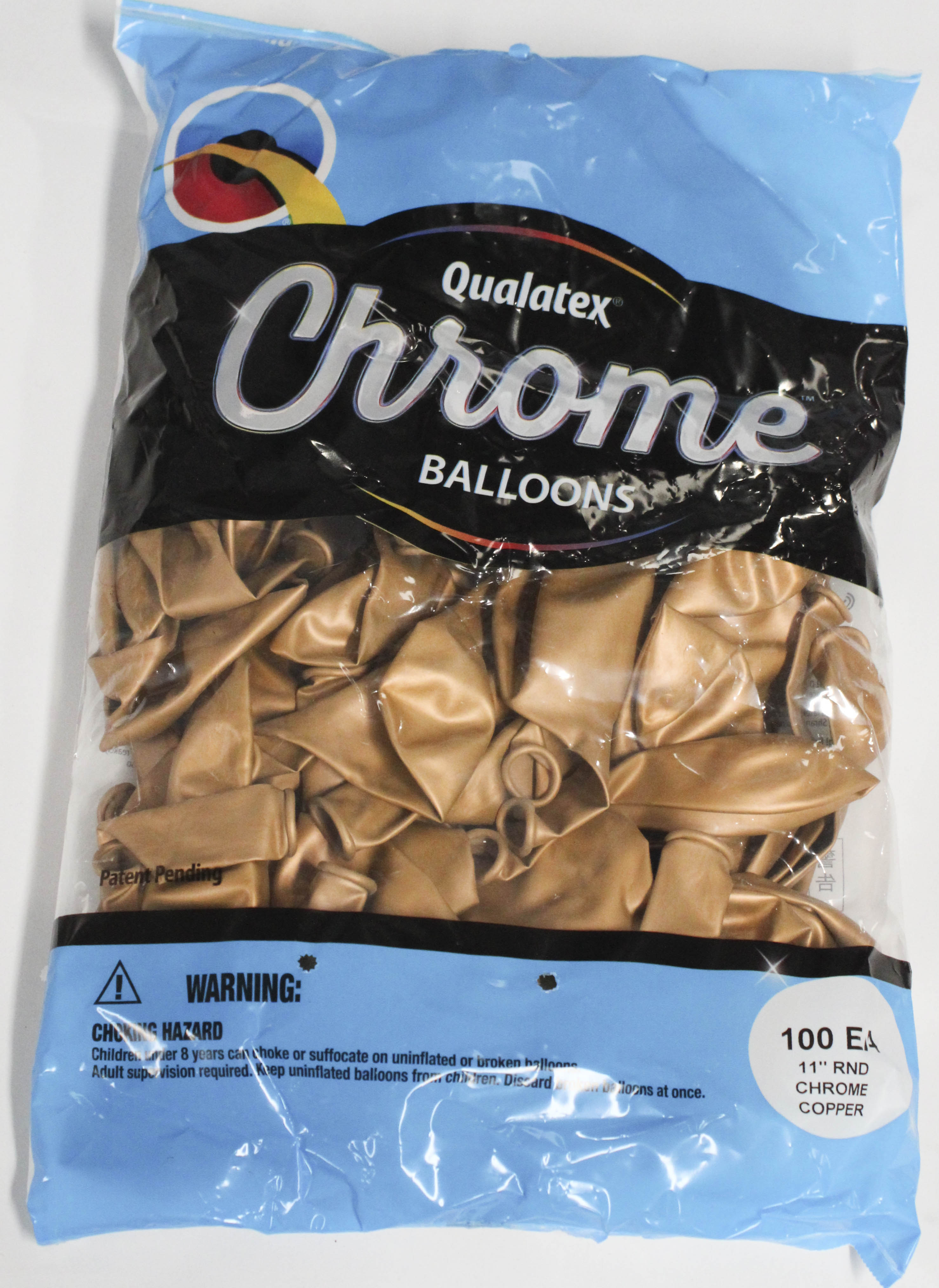11" ROUND QX LATEX BALLOON 100CT CHROME COPPER