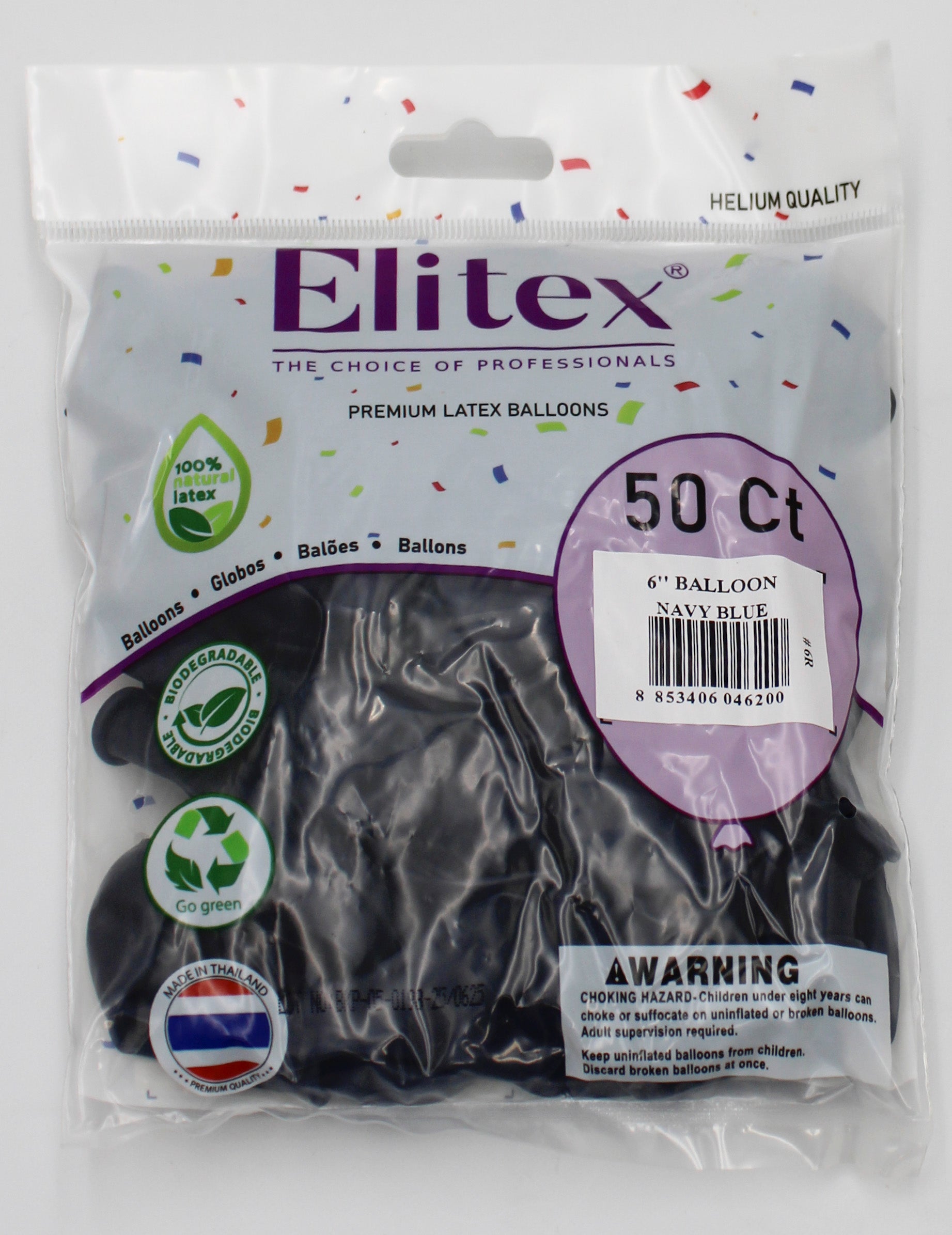 ELITEX 6" NAVY BLUE ROUND BALLOON, 50 PACK