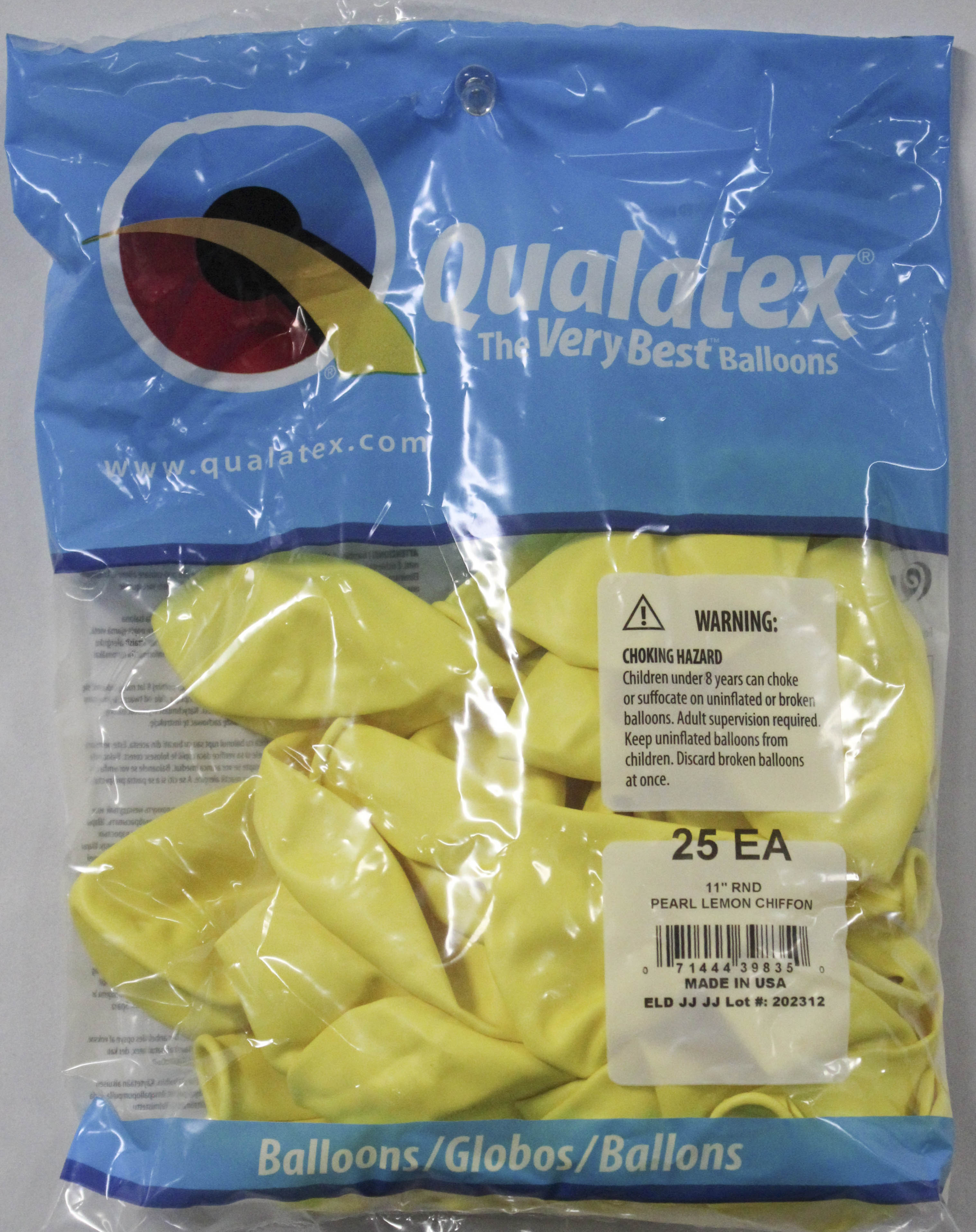 QX 11" Latex Balloons Pearl Lemon Chiffon 25ct