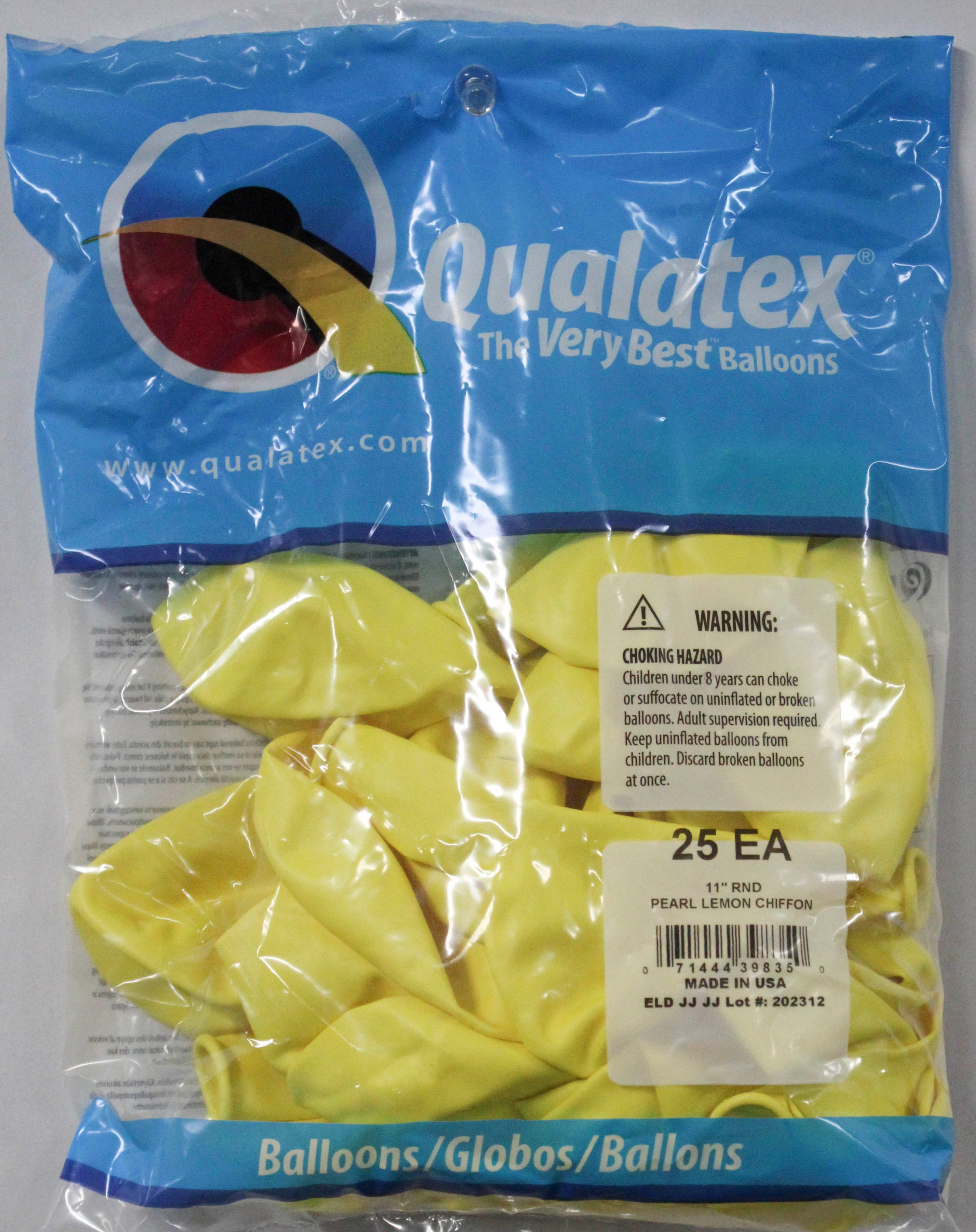 11" RND QX LATEX PLAIN 025CT PEARL LEMON CHIFFON