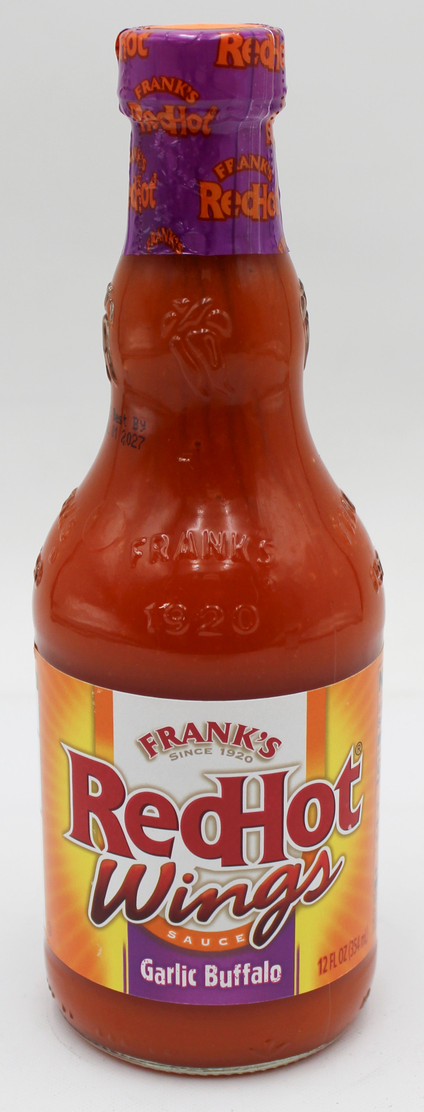 FRANKS REDHOT GARLIC BUFFALO WING SAUCE 12 FL OZ BB 7/1/27